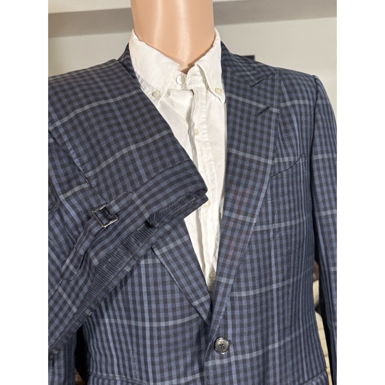 Tom Ford Tom Ford Blue Plaid Peak Lapel Suit 48 38R US O'Connor 34x27 Size 38R - 5 Thumbnail