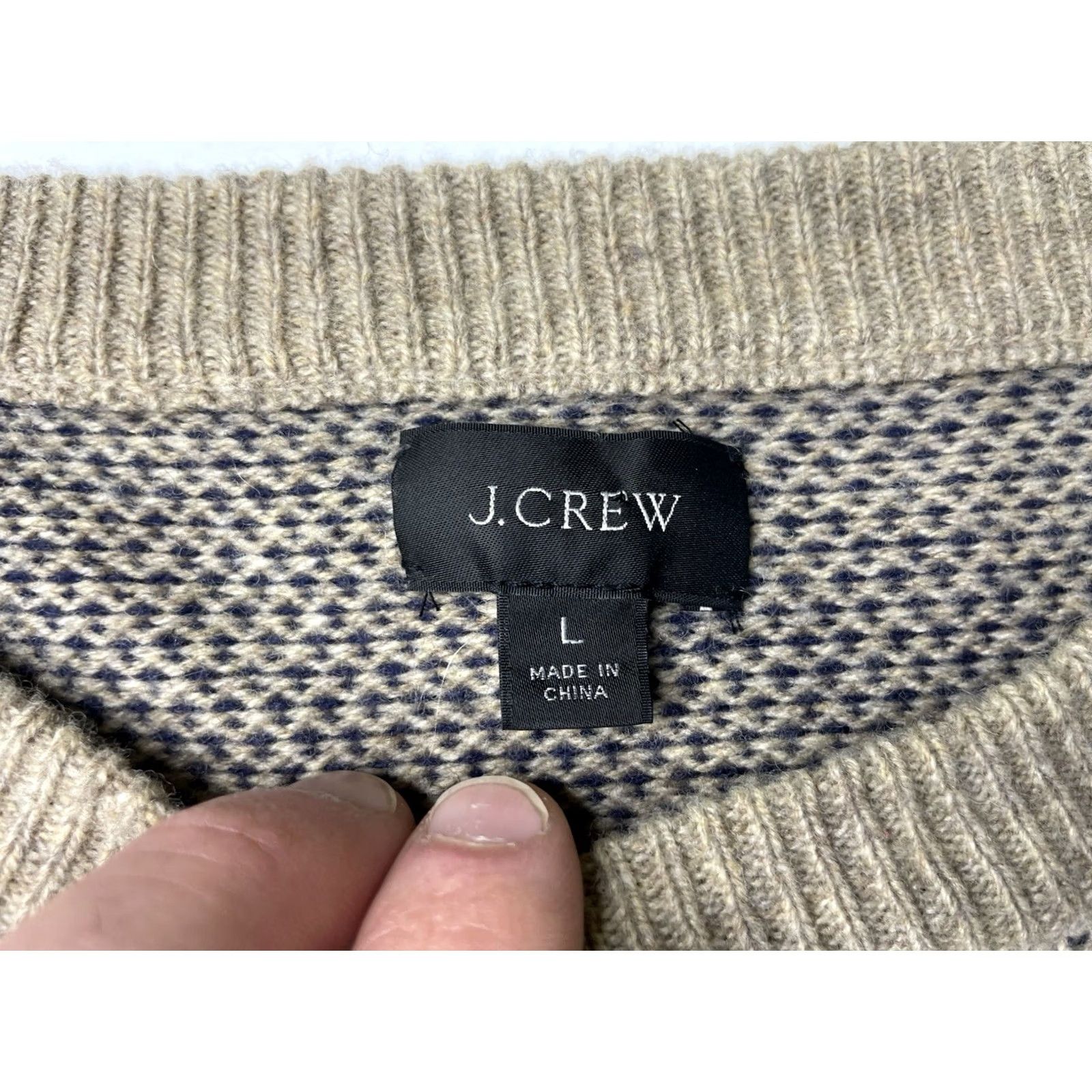 Vintage J Crew Men's L Merino Wool Birdseye Sweater Crewneck Pullover Donegal Preppy Beige Size US L / EU 52-54 / 3 - 3 Thumbnail