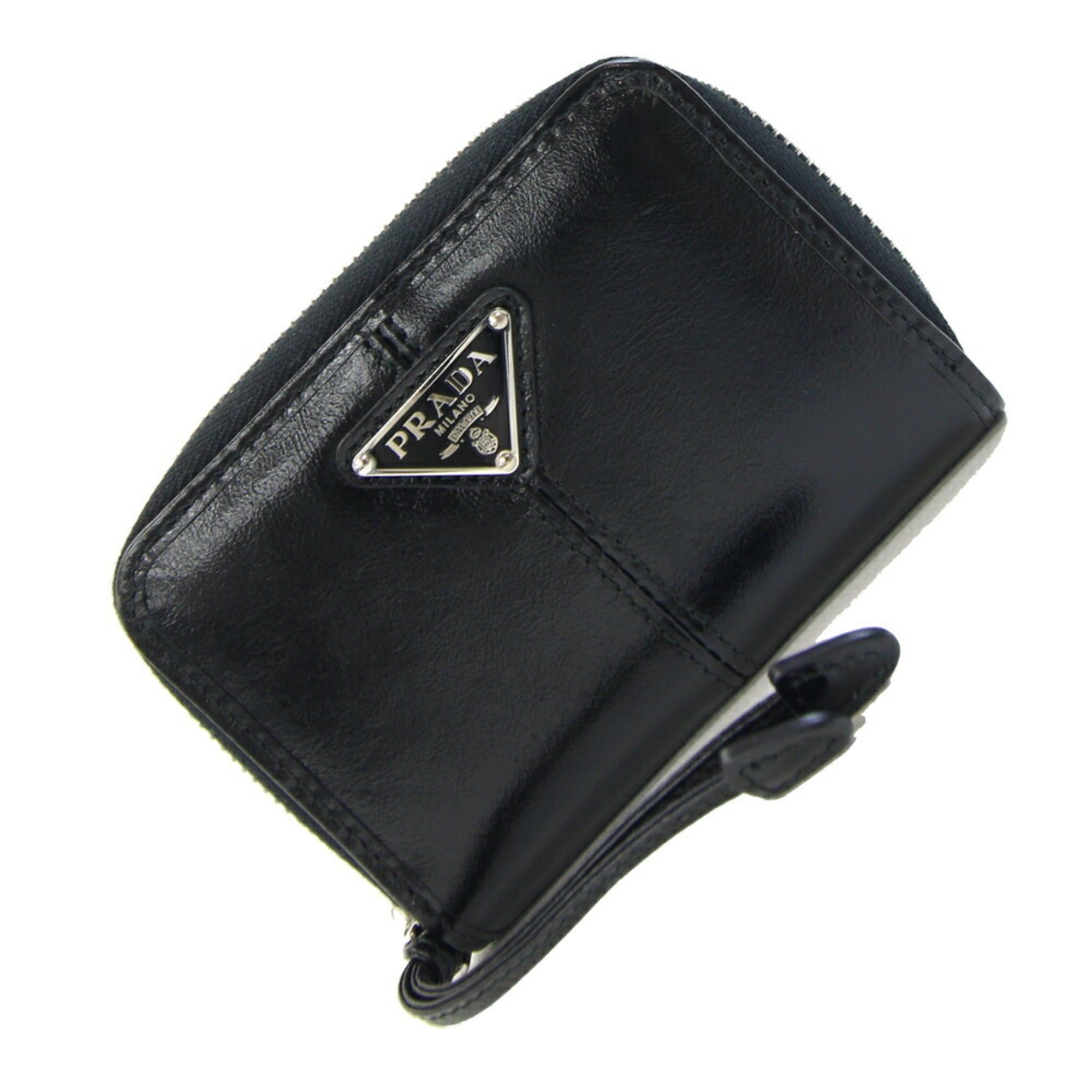 Prada Prada Coin Case 2MM003 Black Leather Purse Mini Wallet Compact for Men and Women Size ONE SIZE - 1 Thumbnail