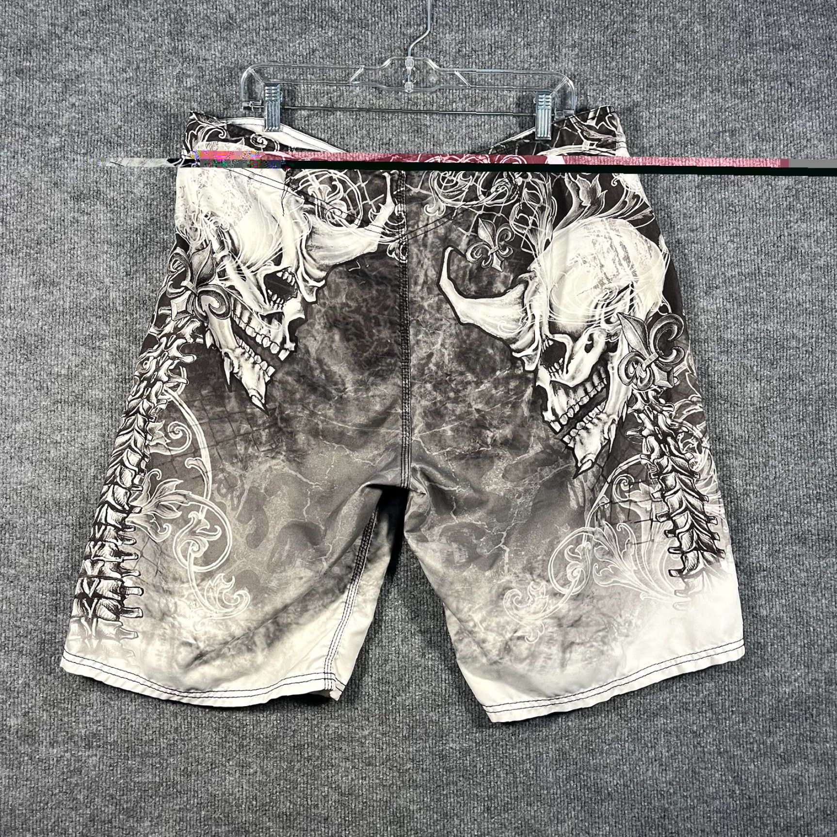 Vintage MMA Elite Shorts Mens Large Hybrid Board Fight Skull Grunge Punk Metal Vtg Y2K Size US 33 - 6 Thumbnail