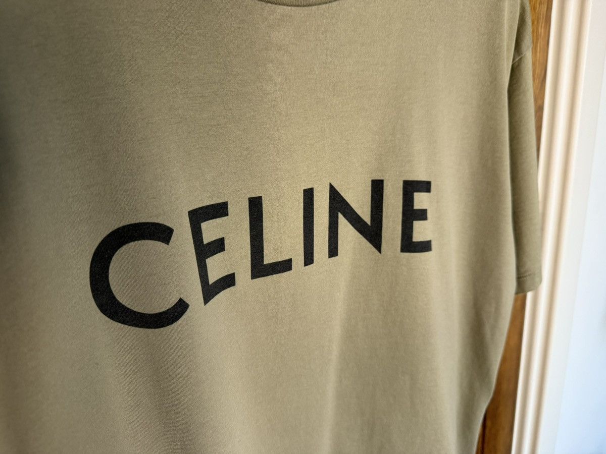 Celine Celine logo t shirt Hedi Slimane khaki green M grail Size US M / EU 48-50 / 2 - 10 Thumbnail