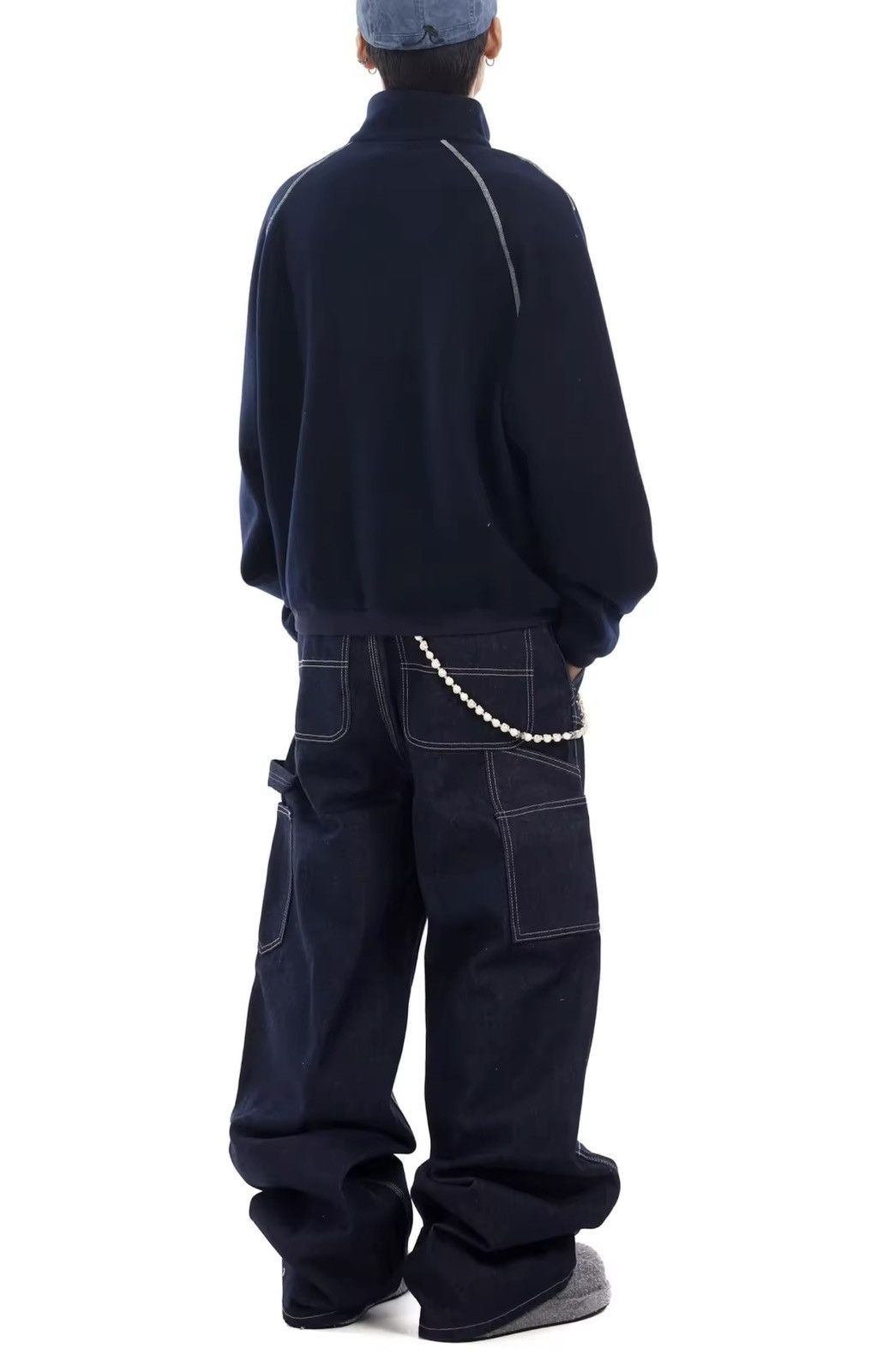 Japanese Brand × Vintage Dark Blue Silhouette Baggy Denim Size US 35 - 5 Thumbnail