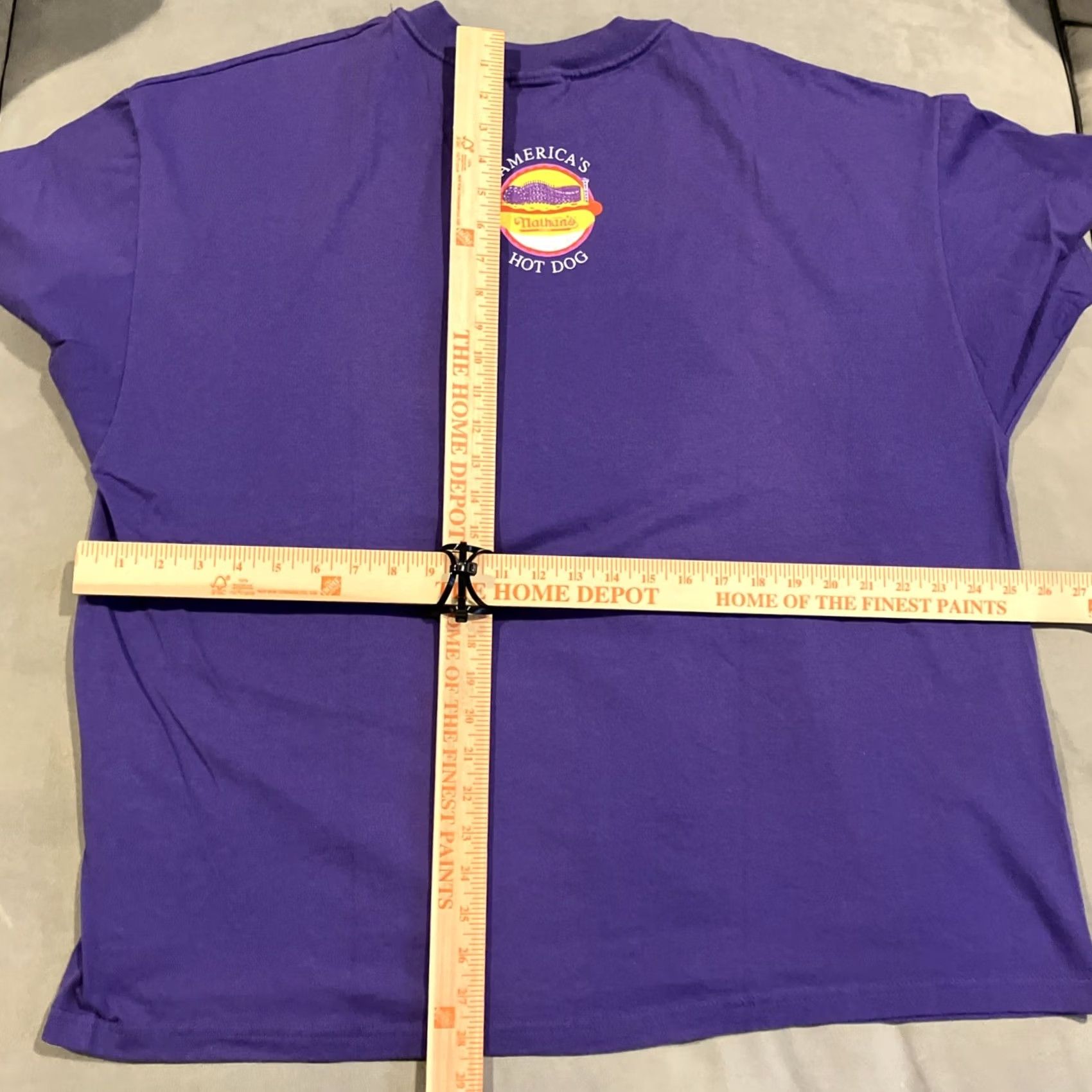Hanes VINTAGE Hanes Nathan's Famous Hot Dogs Double-Sided T Shirt XXL Purple Men Reg Short Sleeve Crew Neck Graphic Print Dog Funny Size US XXL / EU 58 / 5 - 6 Thumbnail