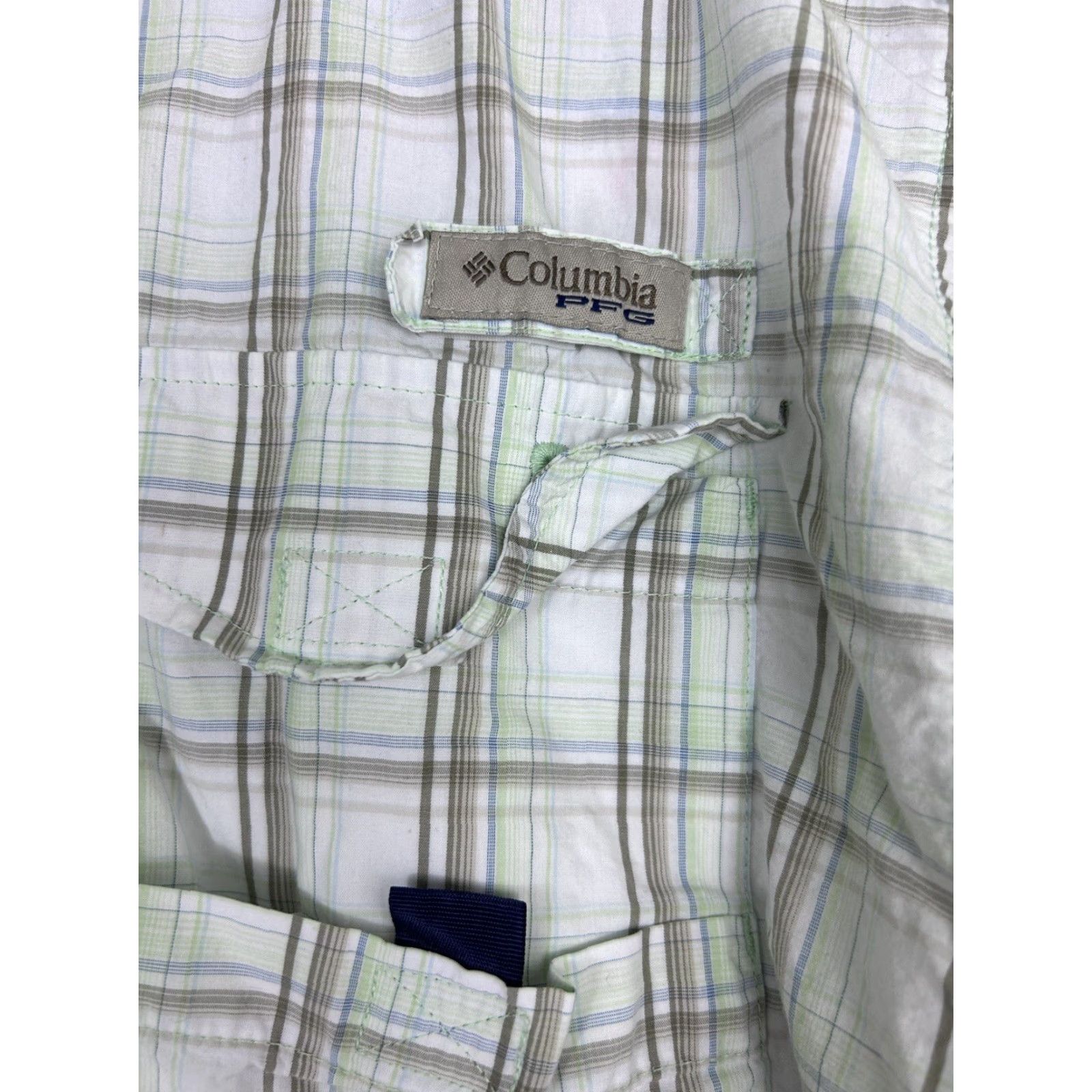 Vintage Columbia PFG Shirt Mens L Plaid Short Sleeve Button-Up Green Vintage: No (Missing Button) Size US L / EU 52-54 / 3 - 4 Thumbnail