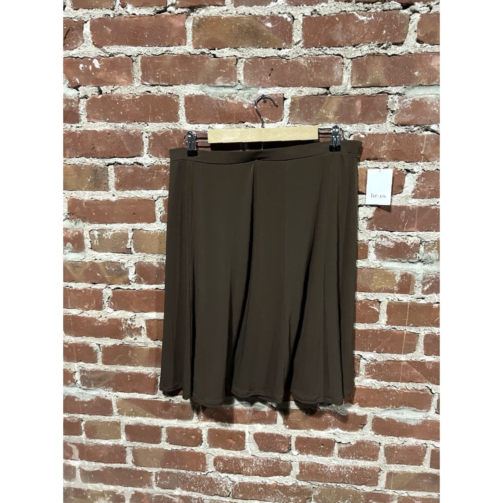 CO Liz & Co Skirt Womens Pull On Knee Length Flowy Brown Size M NWT Size 32" / US 10 / IT 46 - 2 Thumbnail