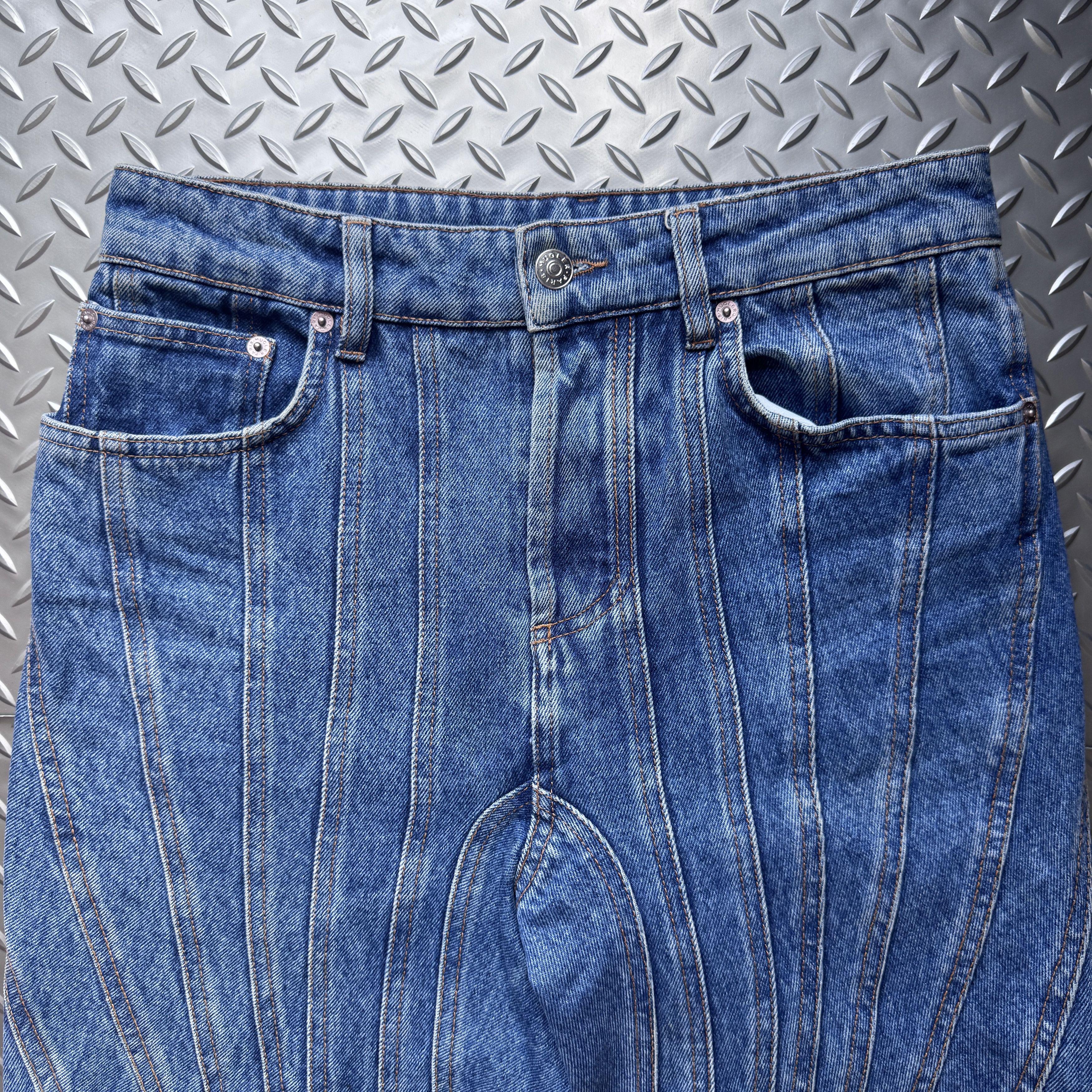 Mugler Mugler Multi Panel Spiral Seam Denim Jeans Size US 29 - 2 Thumbnail