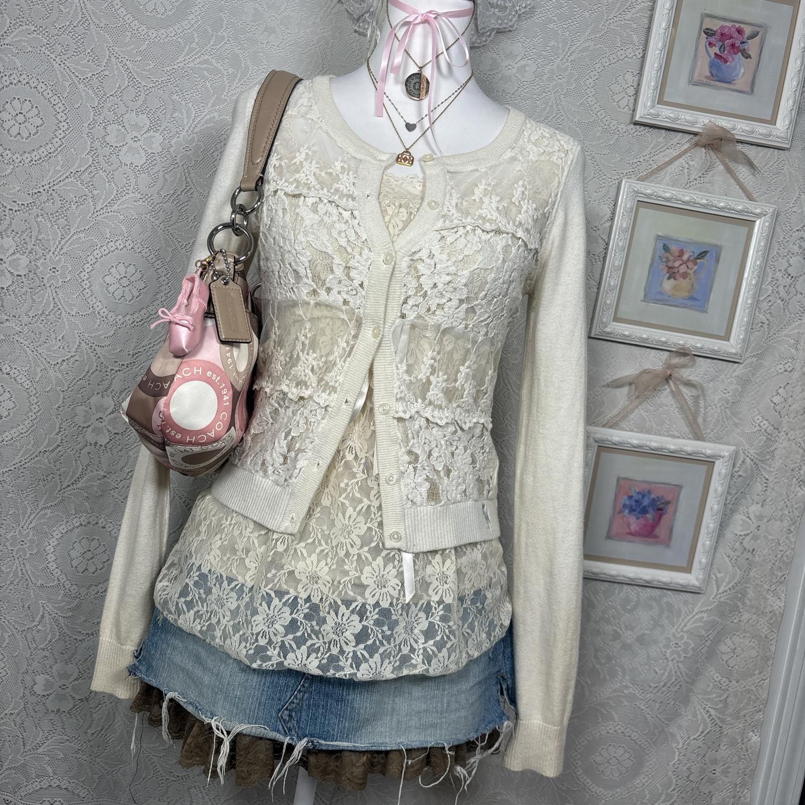 Abercrombie & Fitch vintage Abercrombie & fitch lace fitted cardigan Size M / US 6-8 / IT 42-44 - 3 Thumbnail