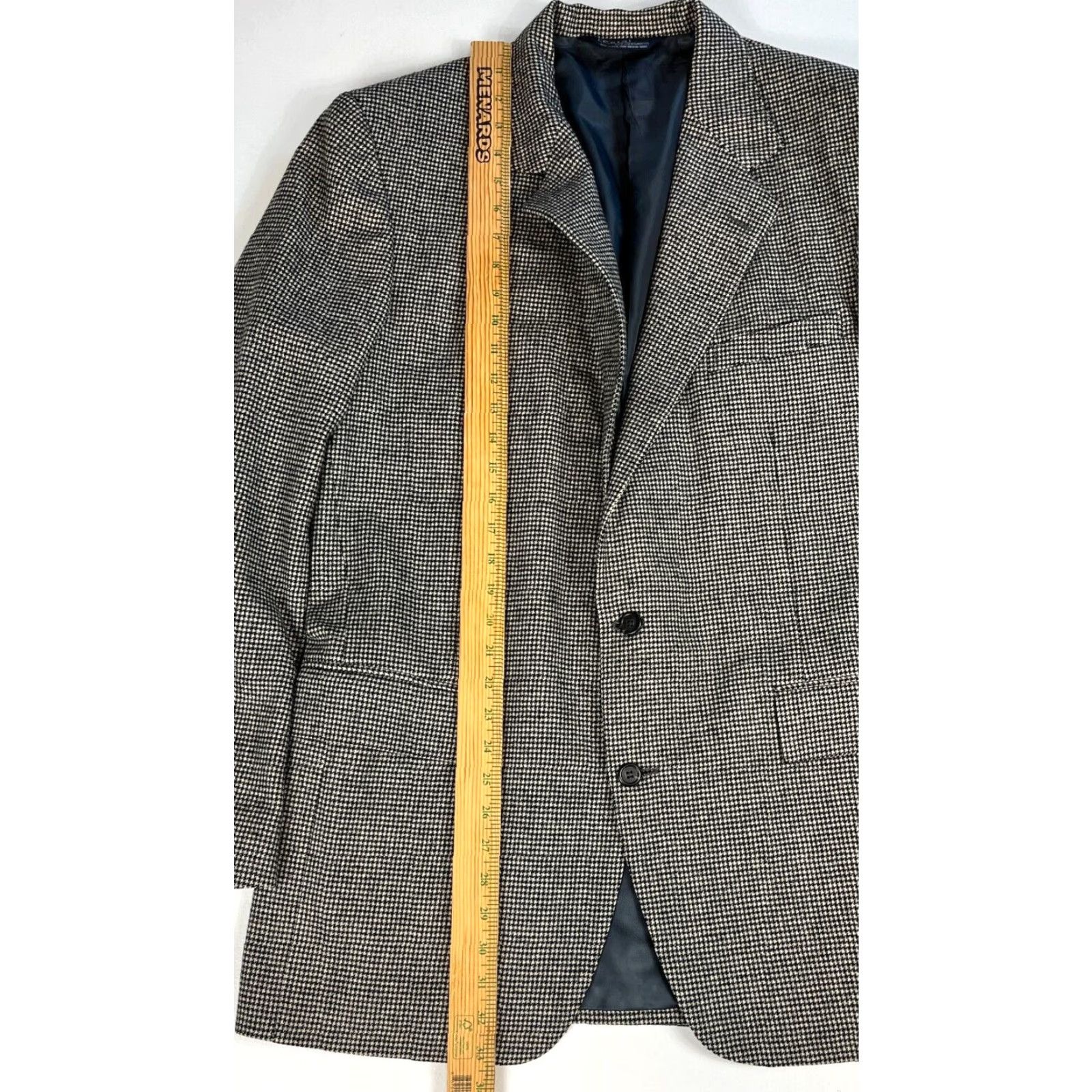 Polo Ralph Lauren Polo Ralph Lauren Blazer Shirt Men Wool Houndstooth Made in USA 43L Vintage 2-Button Long Jacket Black White Size US XL / EU 56 / 4 - 5 Thumbnail