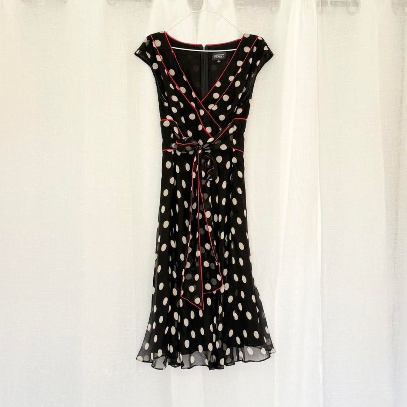 Adrianna Papell ✿ y2k polka dot wrap midi dress ✿ Size L / US 10 / IT 46 - 1 Thumbnail
