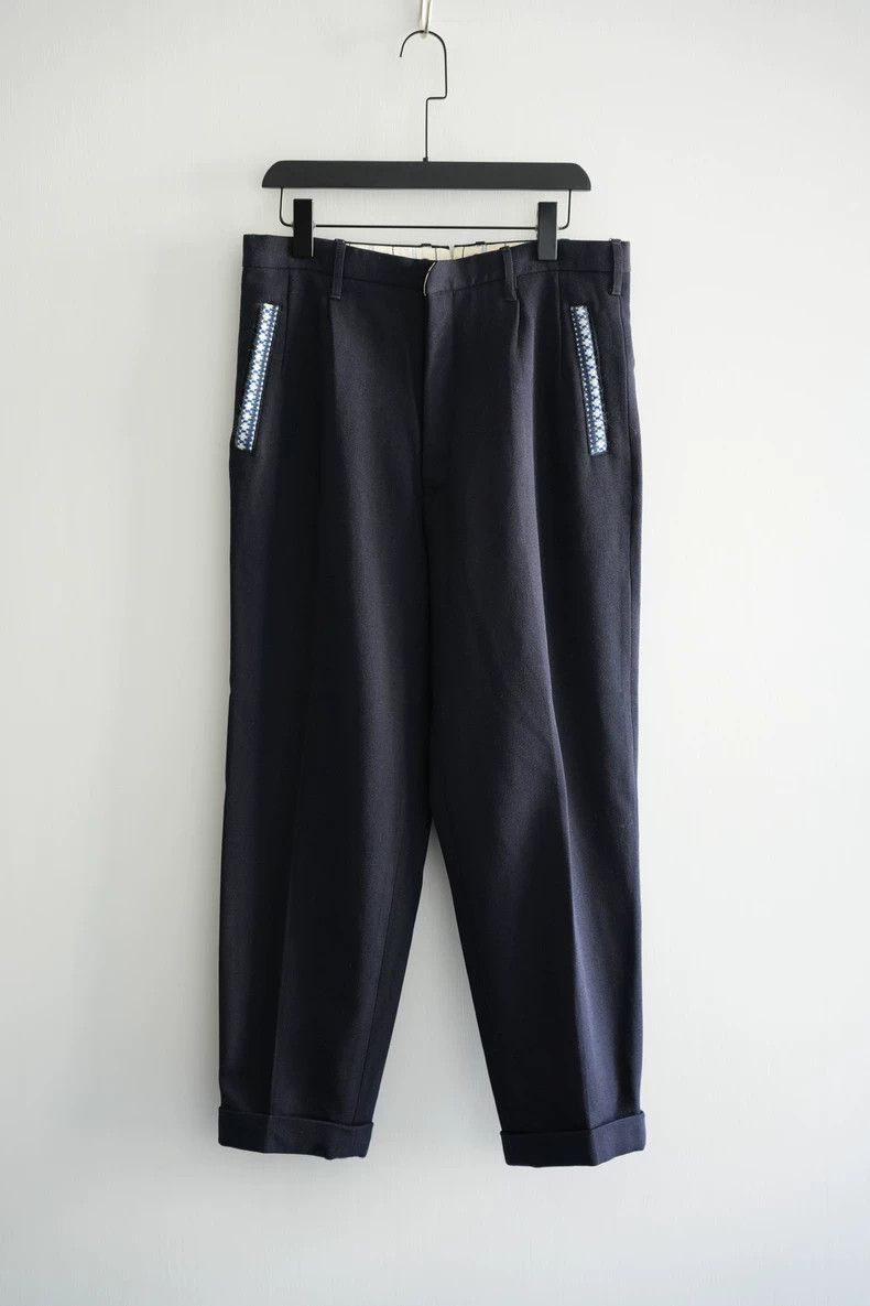 Yohji Yamamoto size l 95aw blue and white knitted trousers -DMC
