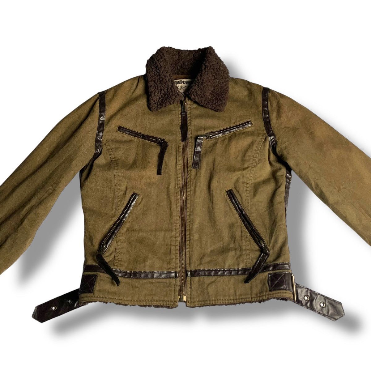Von Dutch 🇯🇵 VINTAGE VON DUTCH COTTON + LEATHER FUR PUNK CROP JACKET Size L / US 10 / IT 46 - 3 Thumbnail