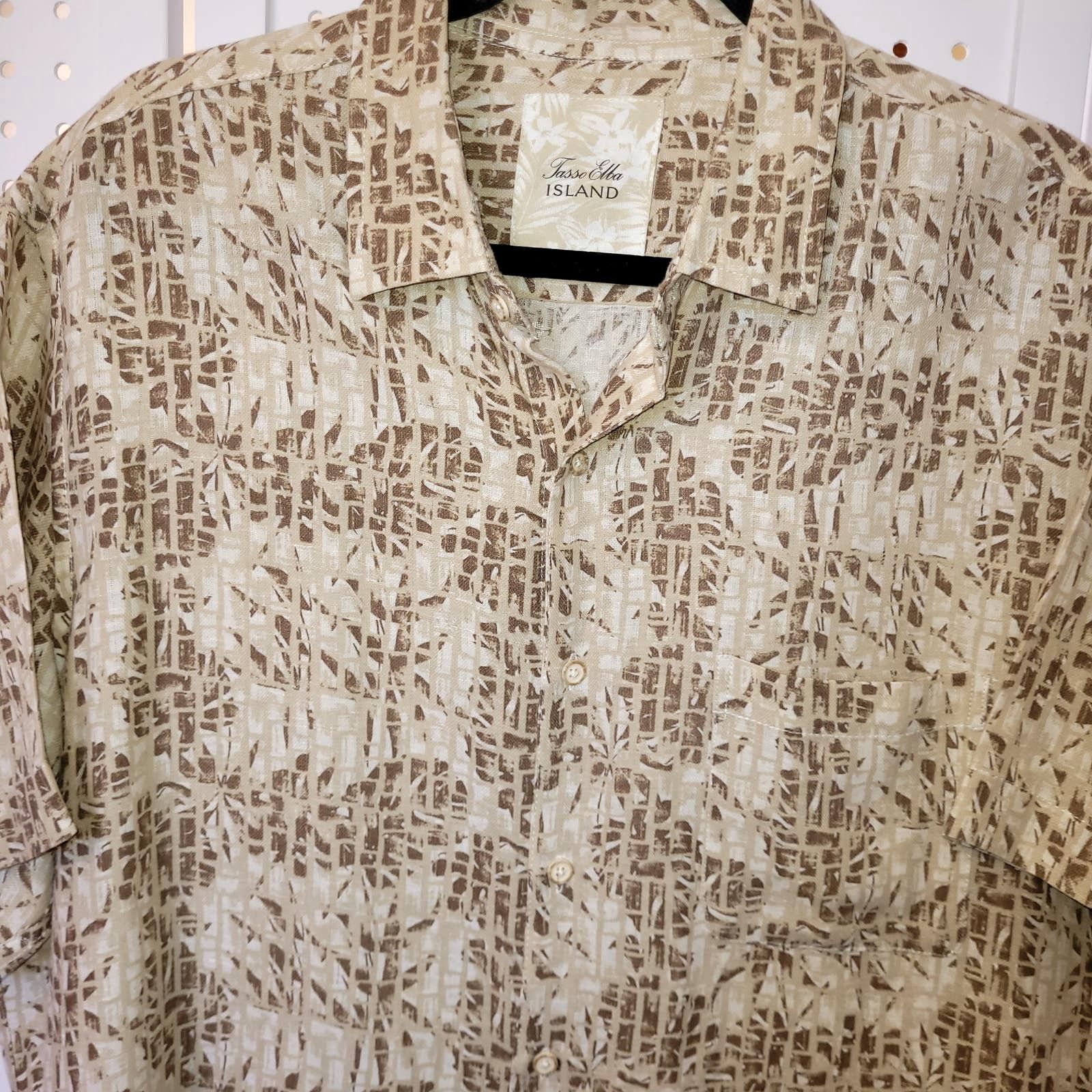Tasso Elba Tasso Elba Men's SS Hawaii Shirt Button Front Silk Linen XL Size US XL / EU 56 / 4 - 6 Thumbnail