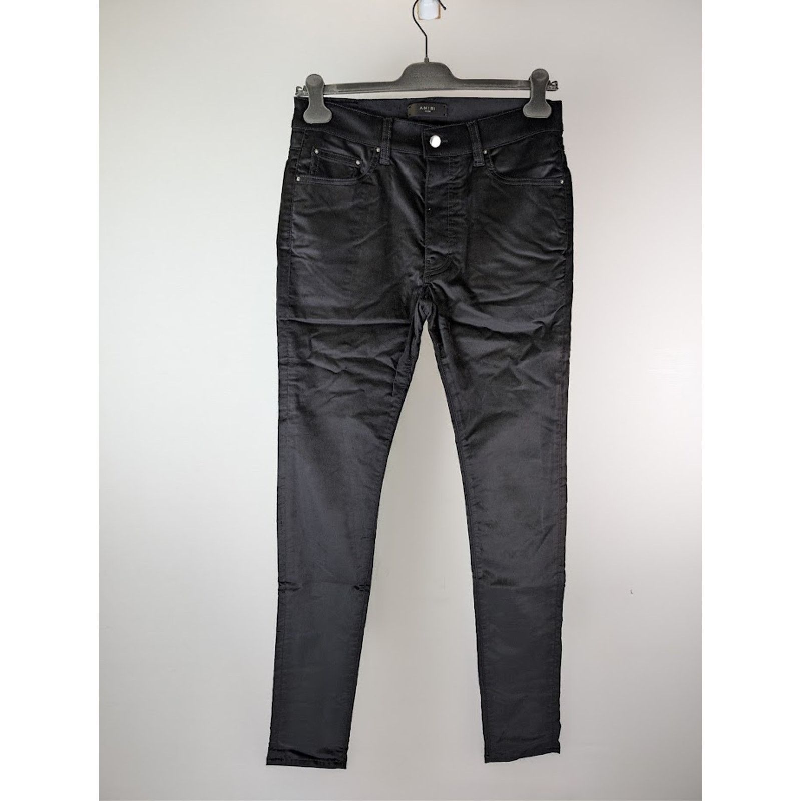 Amiri o1rshd1 Velour Skinny Stack Jeans in Black Size US 32 / EU 48 - 9 Thumbnail