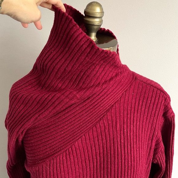 Marques'Almeida Marques Almeida Burgundy Ribbed Merino Wool Sweater - XS/S Size XS / US 0-2 / IT 36-38 - 4 Thumbnail