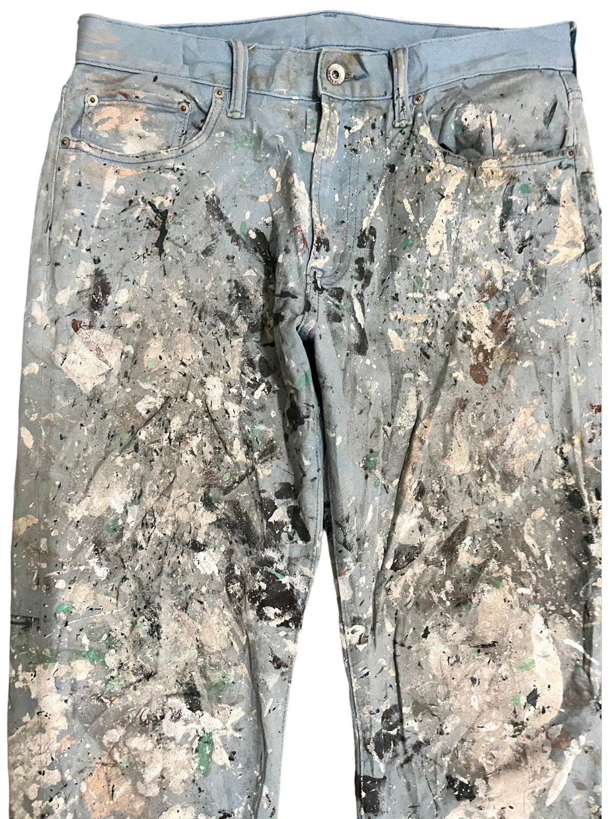 GU × Jun Takahashi × Uniqlo Vintage GU Heavy Art Splatter Dirty Denim Size US 33 - 2 Thumbnail