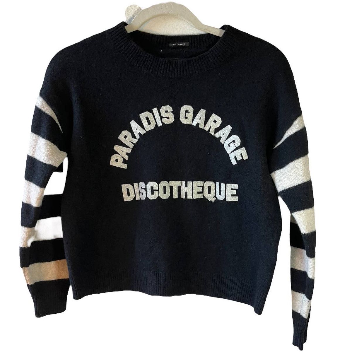 image of Mother Jeans Paradis Wool Black White Boxy Sweater Size Xs, Women's