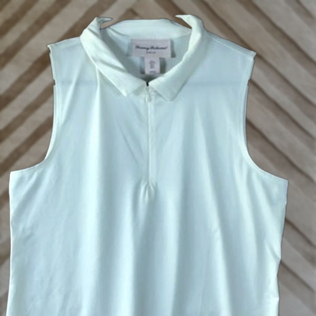 Tommy Bahama Tommy Bahama Golf Womens Shirt White 1/4 Zip Sleeveless Athletic Stretch Large Size L / US 10 / IT 46 - 1 Thumbnail