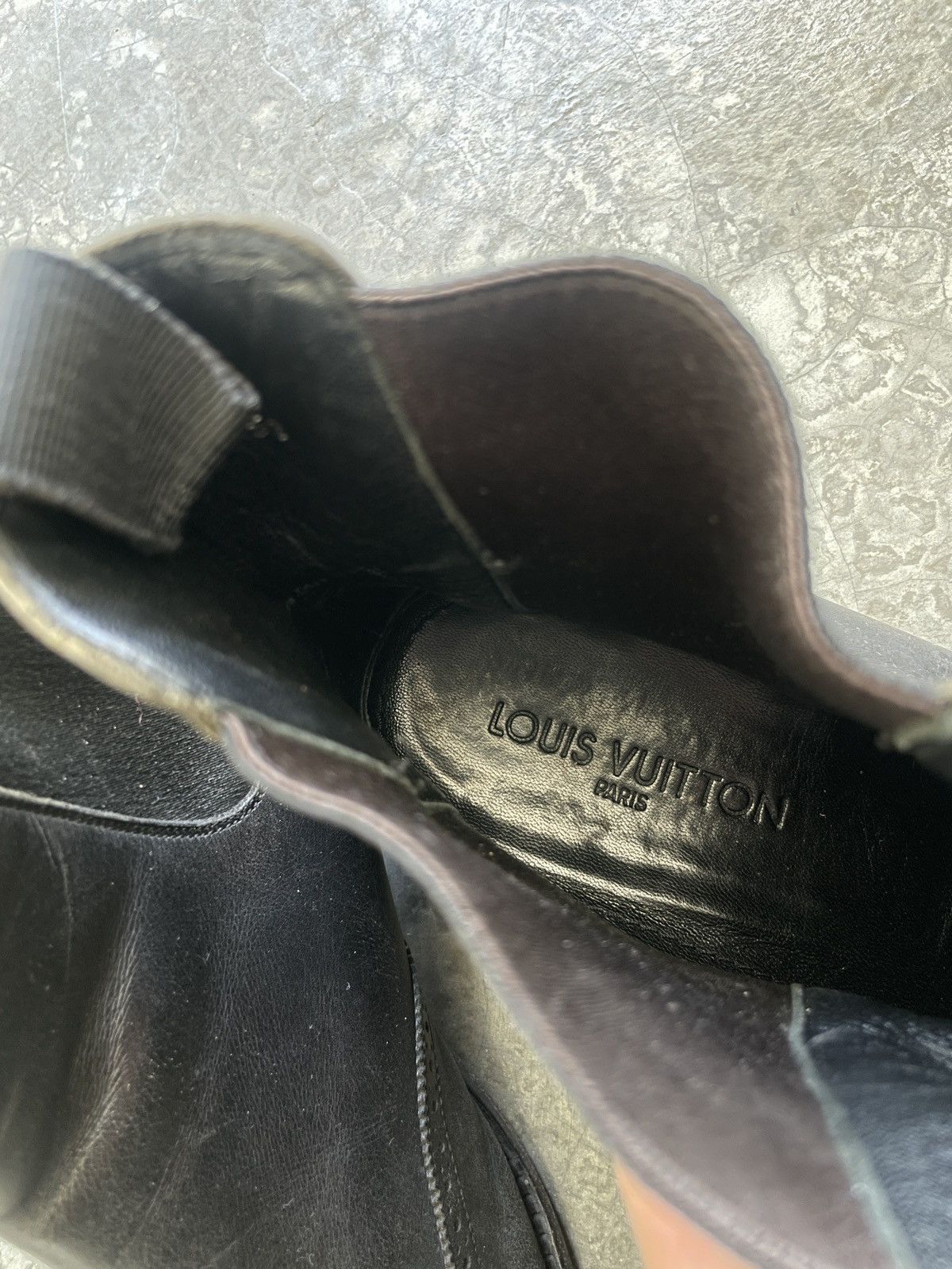 Designer Vintage Louis Vuitton Wing Tip Black Leather Chelsea Boots Size US 11 / EU 44 - 3 Thumbnail