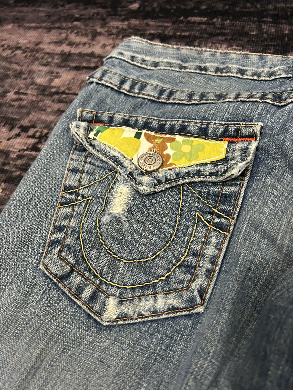 True Religion True Religion Patch work Spiral Flare Jeans Size US 27 - 12 Thumbnail