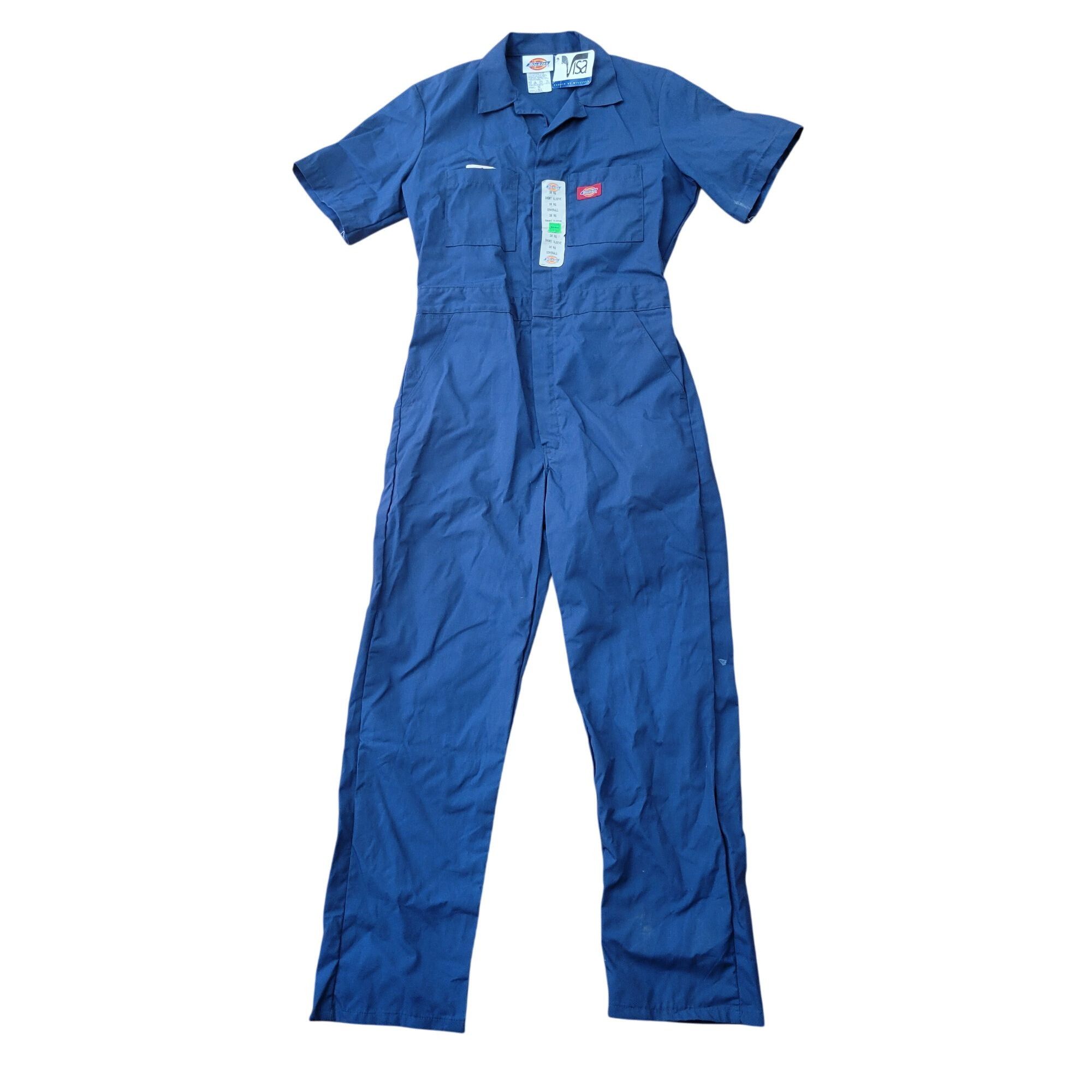 Vintage Dickies 36 Short Sleeve Navy Blue Coverall Work Mech