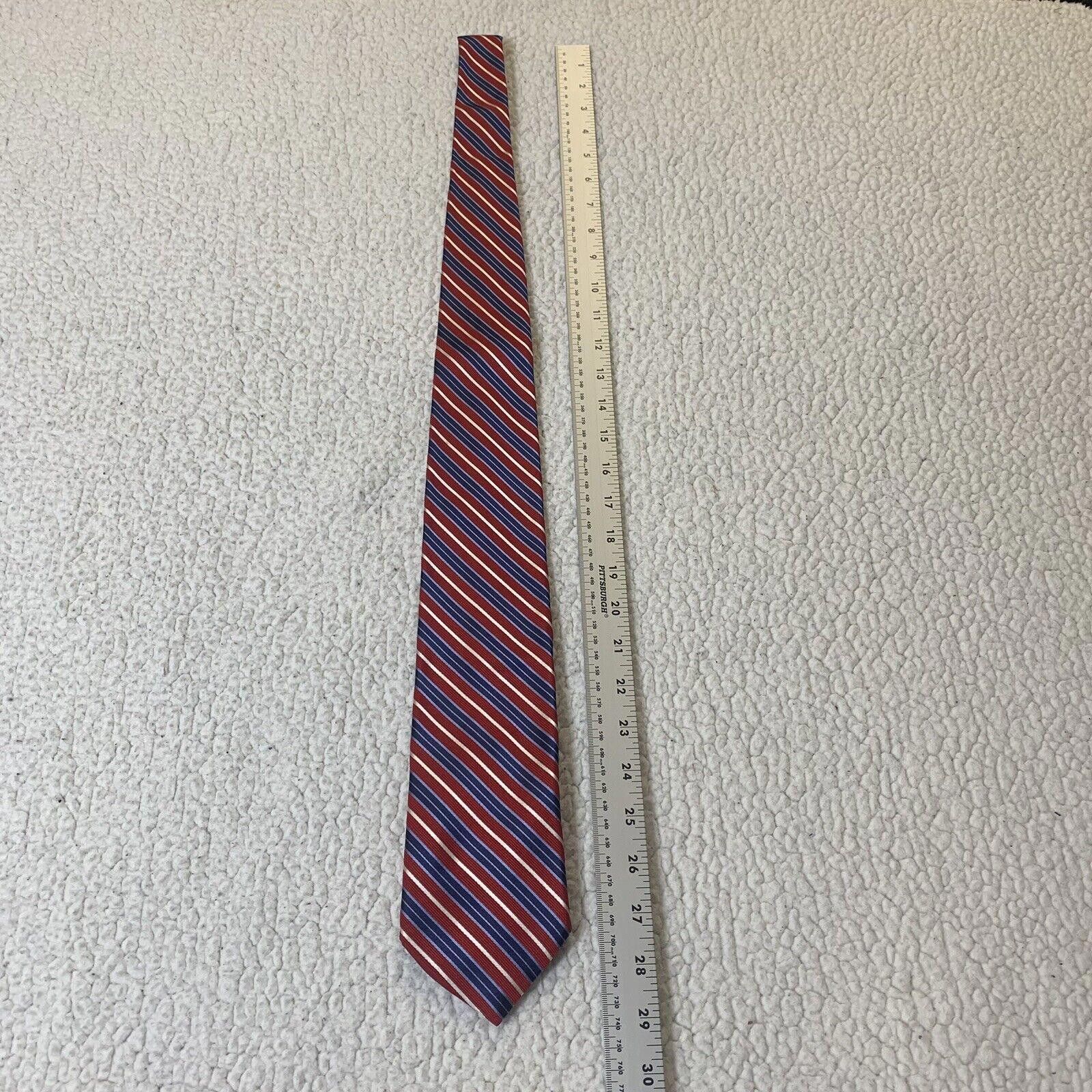 Nautica Nautica Men's Tie Red White Blue Diagonal Stripe 100% Silk Size ONE SIZE - 4 Thumbnail