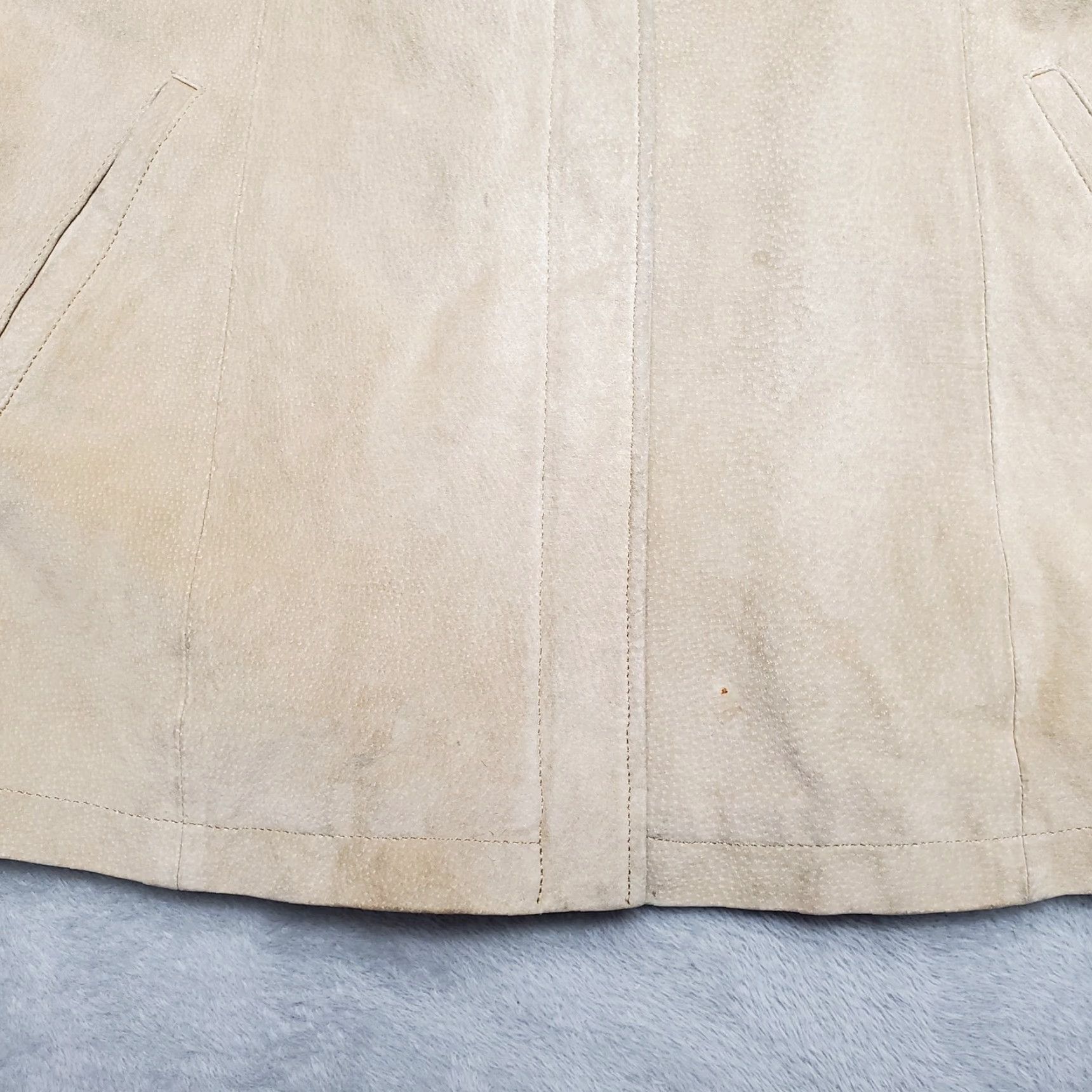 Vintage VINTAGE AMI Leather Jacket Womens XL Beige 100% Leather Satin Lined Outdoor Casual Size XL / US 12-14 / IT 48-50 - 4 Thumbnail