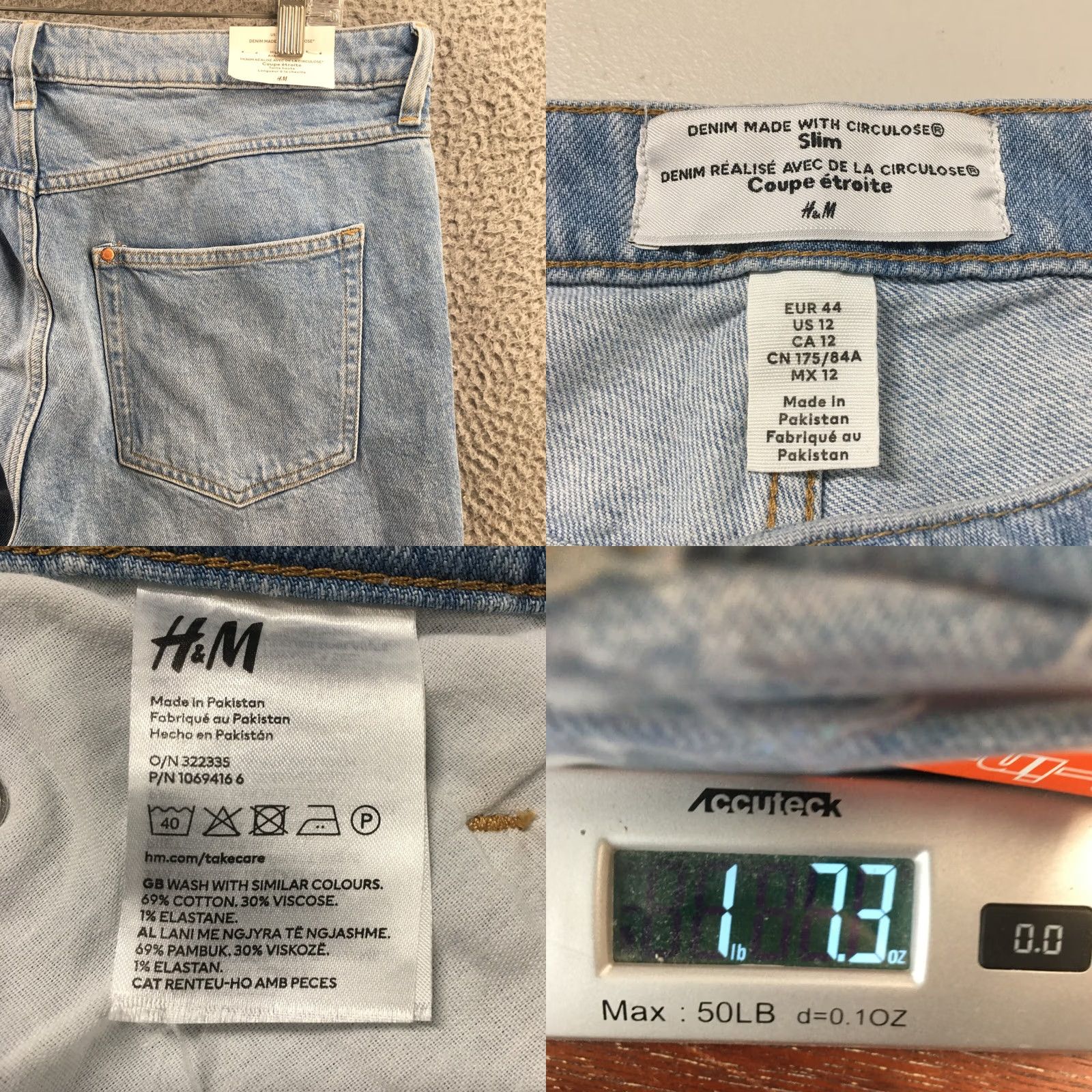 H&M H&M Slim Fit Straight Jeans Mens 12 Blue Denim Light Wash Zip NEW Jeans Size 34" / US 12 / IT 48 - 9 Thumbnail