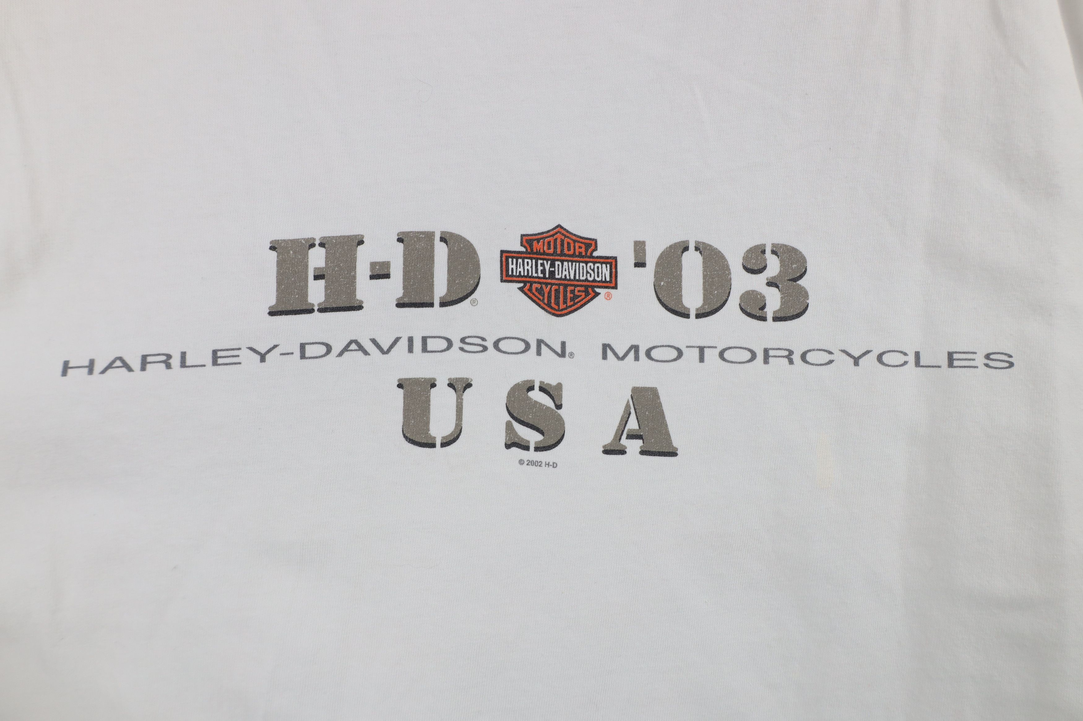 Harley Davidson × Vintage Vintage Y2K 2002 Harley Davidson Spell Out T-Shirt White Size US L / EU 52-54 / 3 - 4 Thumbnail