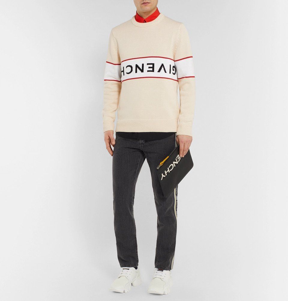 Givenchy o1srvl11e0326 Reverse Logo Intarsia Sweater in Multicolor Size US XXL / EU 58 / 5 - 2 Thumbnail
