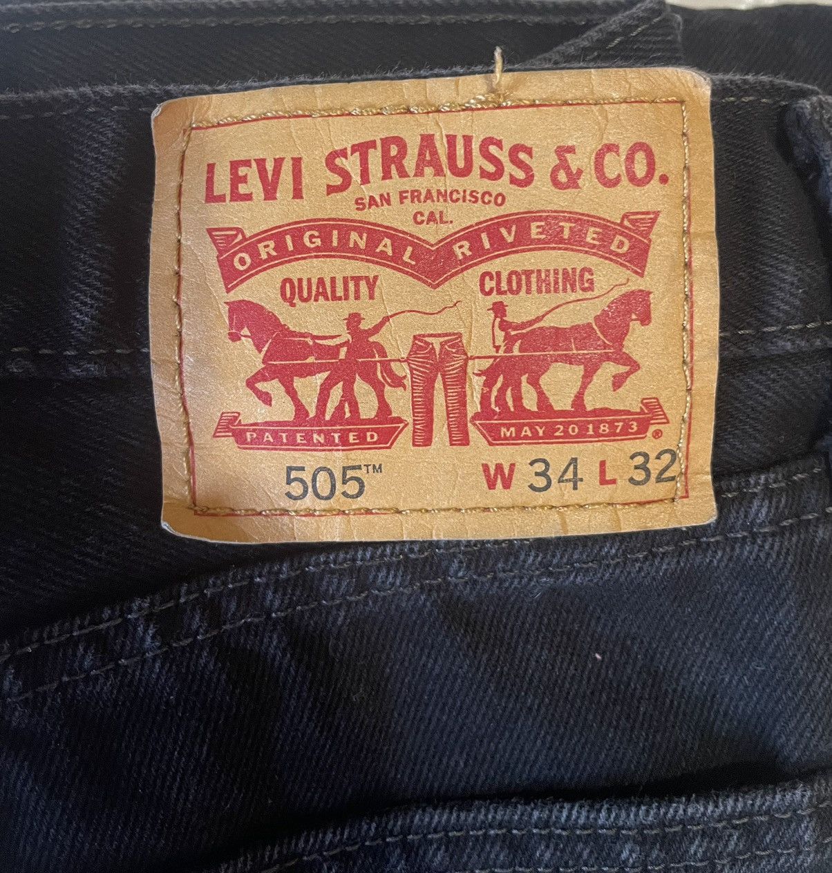 Levi's Vintage Clothing Black Vintage Low Rise Straight Leg Levi 505s’ Jeans Size US 34 / EU 50 - 5 Thumbnail