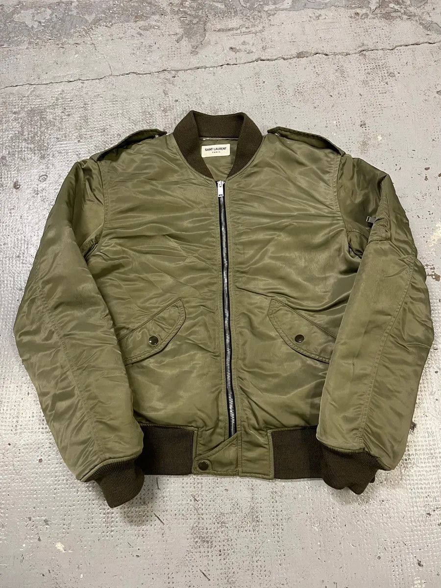 Saint Laurent Paris FW2013 Saint Laurent Khaki Nylon Cargo Bomber Jacket Size US S / EU 44-46 / 1 - 1 Thumbnail