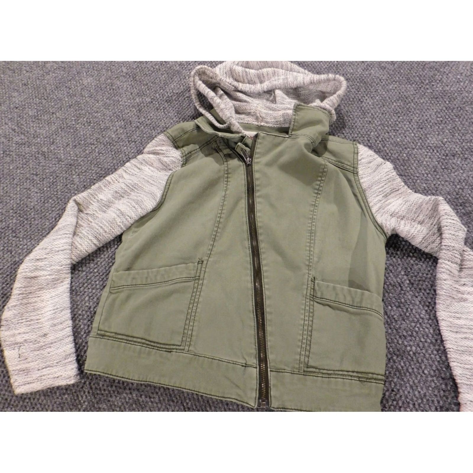 Mossimo Mossimo Womens Jacket Medium Green Full Zip stretch denim Casual Long Sleeve Solid Peanut Embroidered Peanuts 90s? Size M / US 6-8 / IT 42-44 - 3 Thumbnail