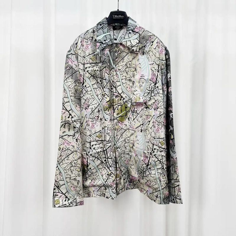 Fendi Fendi Multicolor Silk Long Sleeve Shirt 0089 Size US L / EU 52-54 / 3 - 1 Thumbnail