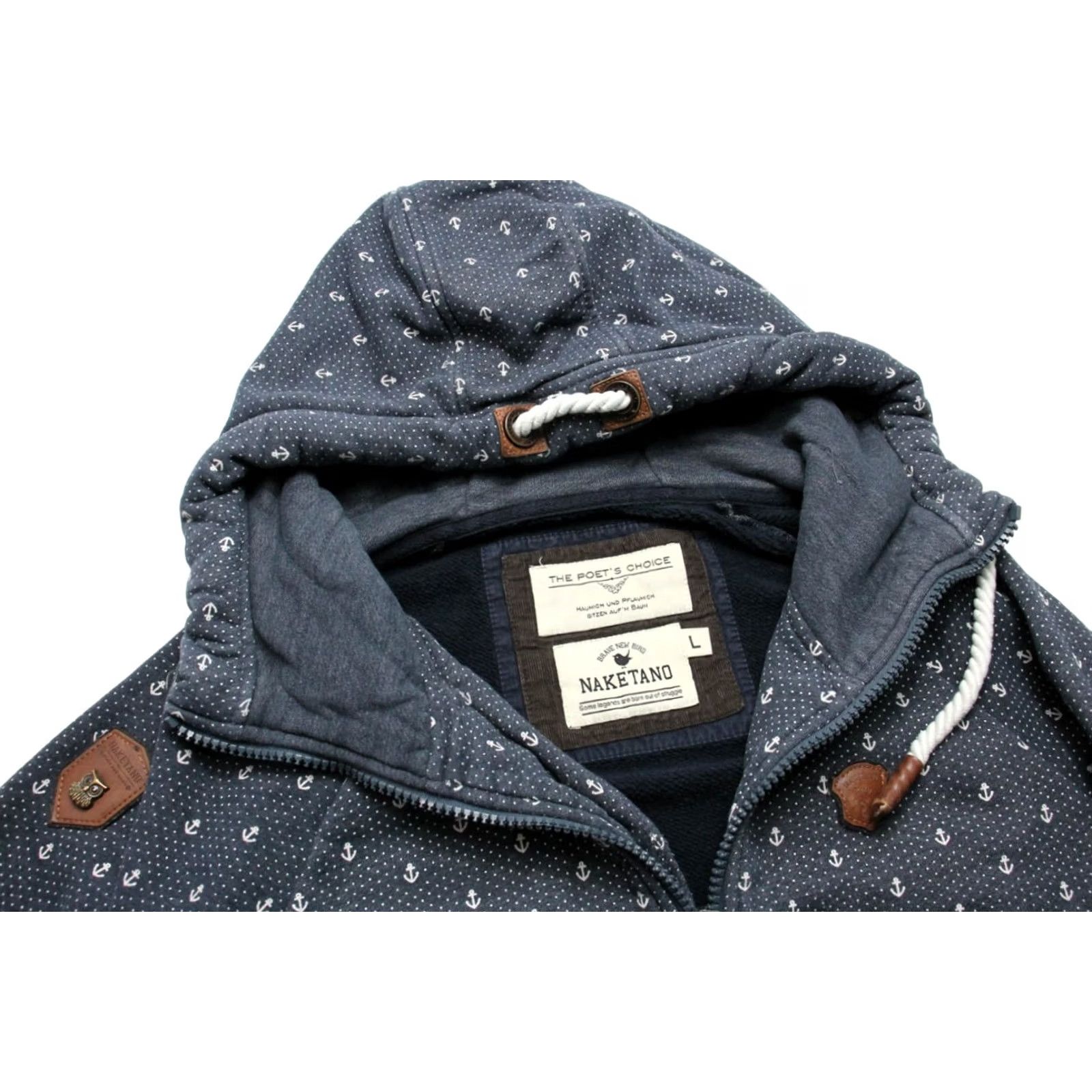 Vintage NAKETANO Hoodie Women's LARGE Blue Patterned Full Zip Hooded Pockets Size L / US 10 / IT 46 - 4 Thumbnail