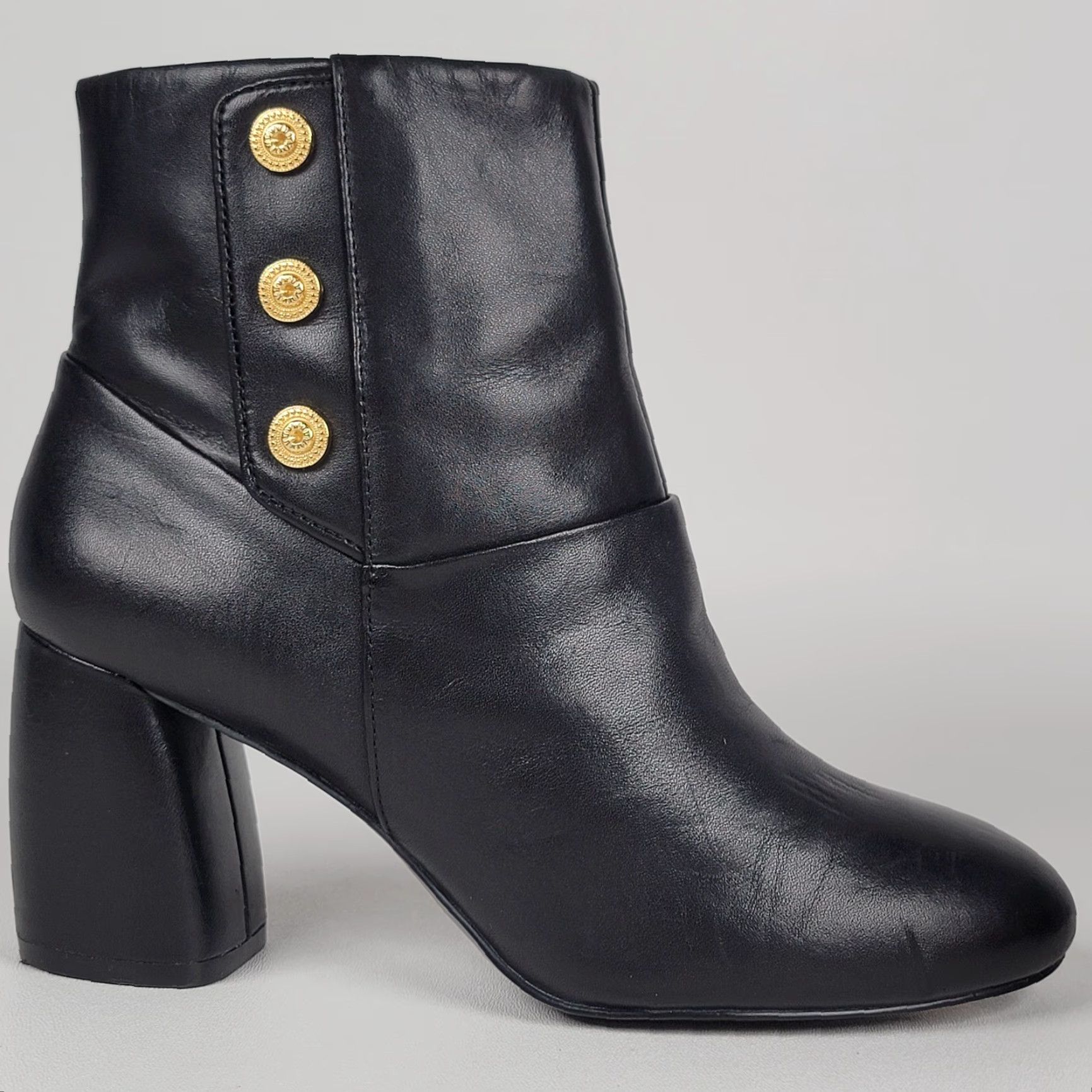 Nine West Nine West Boots Kirtley Block Heel Ankle Black Leather 7.5 M Womens Shoes Size US 6 / IT 36 - 3 Thumbnail