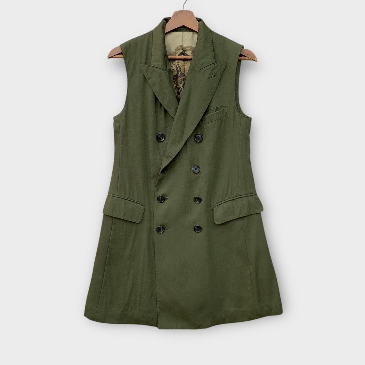Jean Paul Gaultier AW98 Gaultier Leopard Double Breasted Sleeveless Wool Coat Size US XS / EU 42 / 0 - 2 Thumbnail