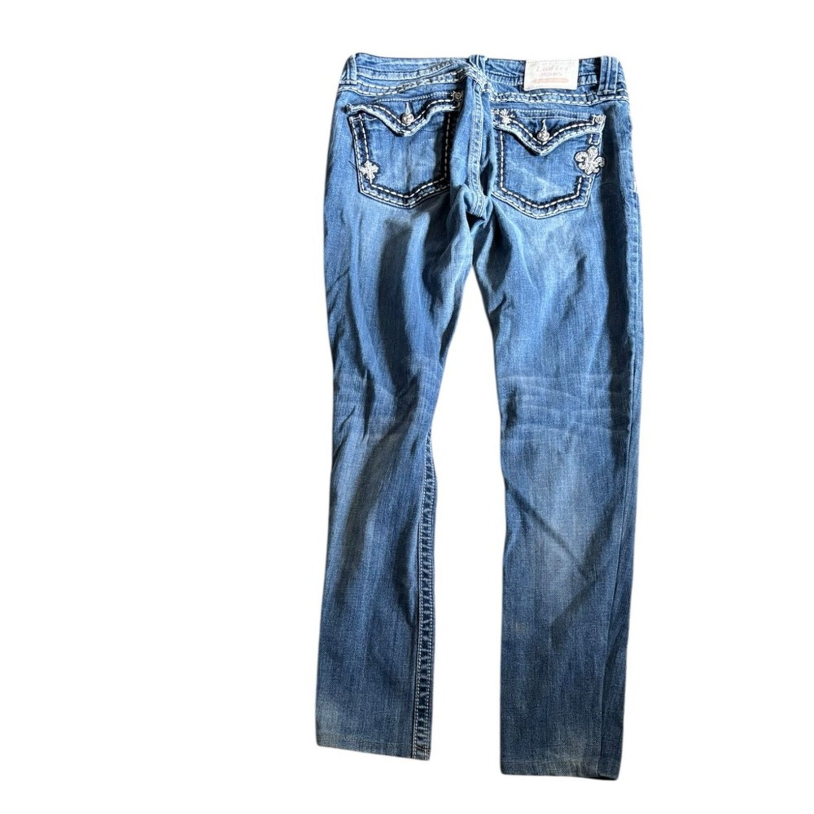 0 Women’s Slim Skinny Jeans Embroidery & Rhinestone Accents Size 34" / US 12 / IT 48 - 3 Thumbnail
