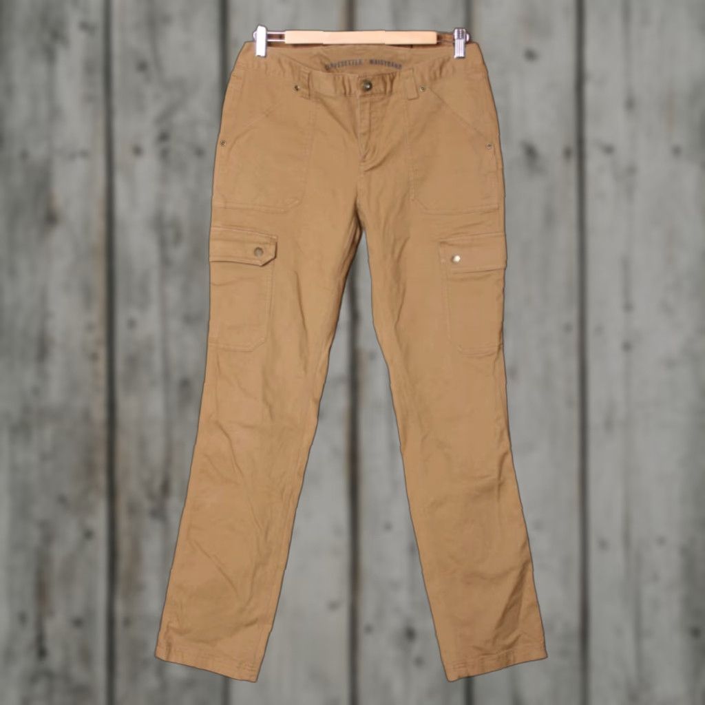 Vintage DULUTH Curvesetter Khaki Cargo Pants Sz. 6 Inseam 32" Women 97% Cotton 3% Spandex Zip Rise Mid Button/Zip Closure Size 28" / US 6 / IT 42 - 1 Thumbnail