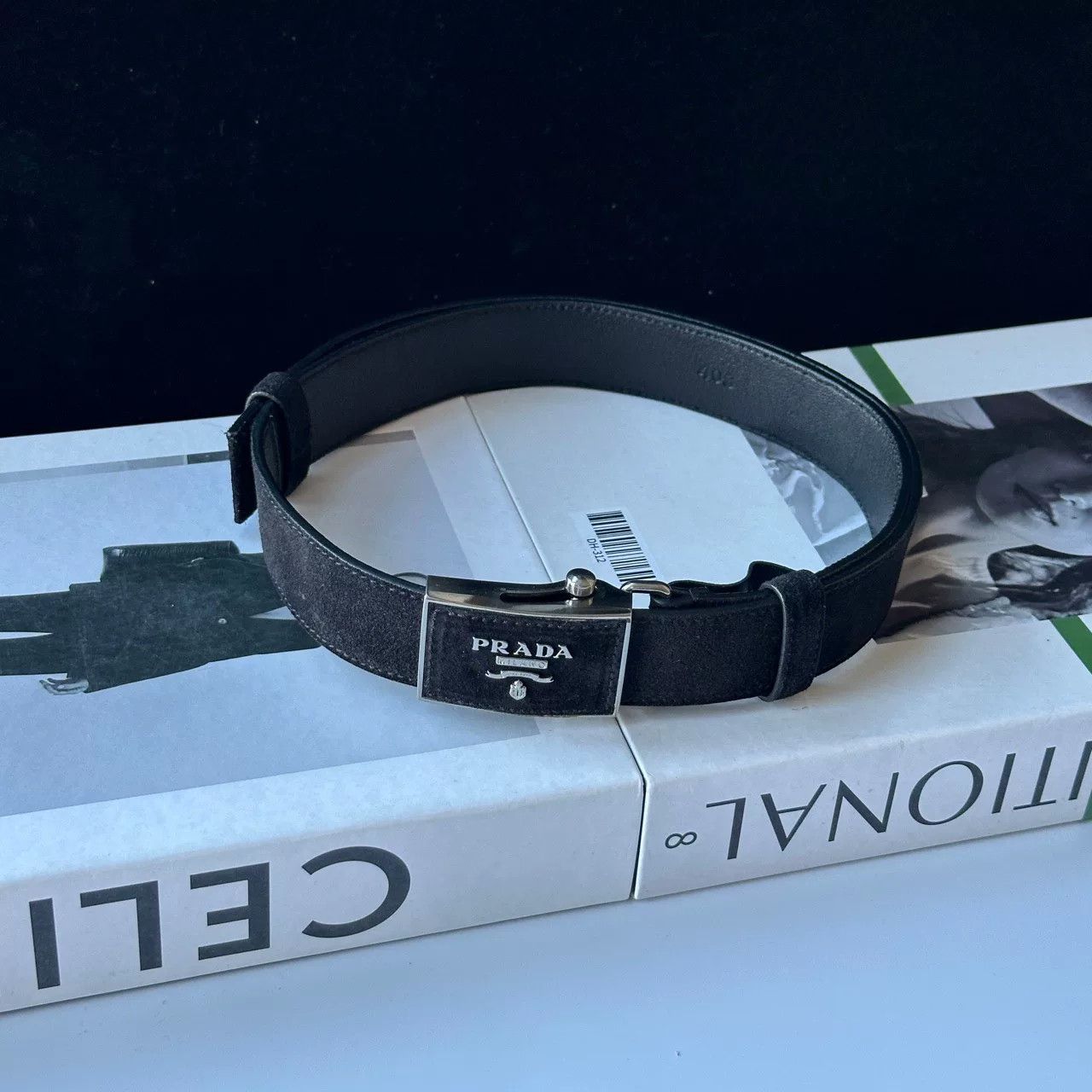 Prada Prada Square Buckle Logo Suede Belt Size ONE SIZE - 1 Thumbnail