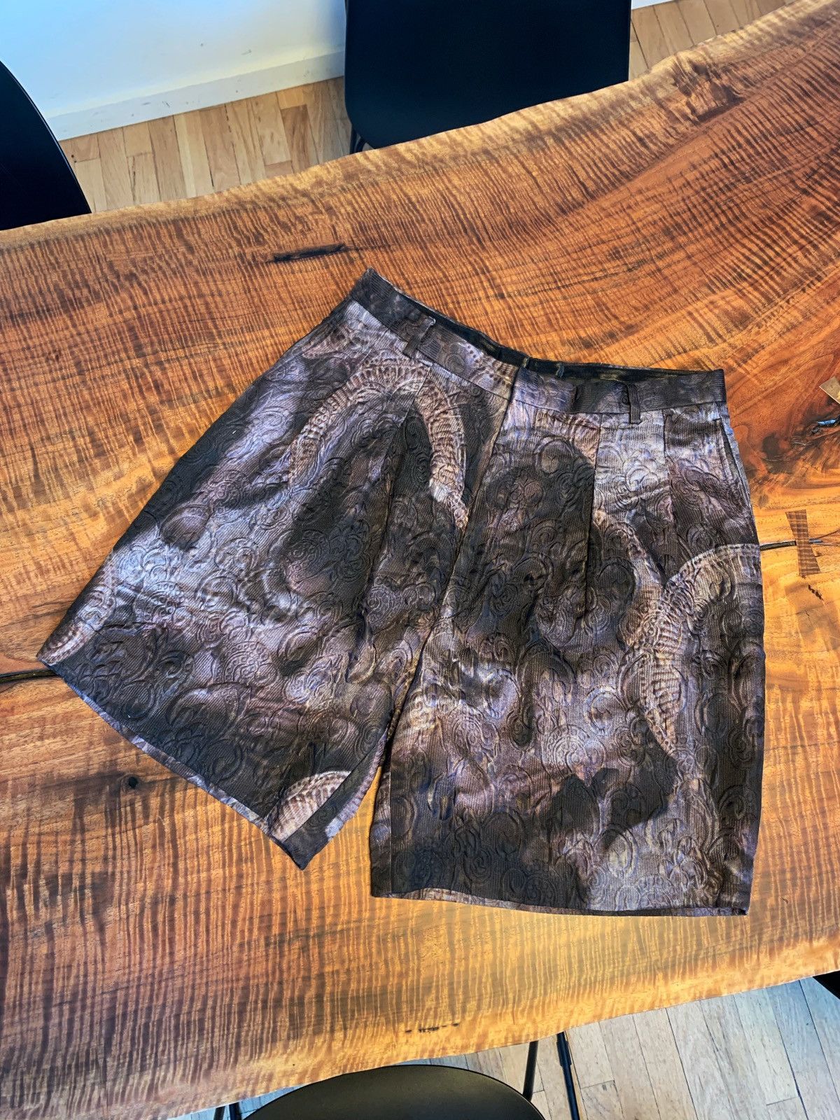 image of Givenchy Madonna And Child Silk Wool Shorts in Brown, Men's (Size 32)