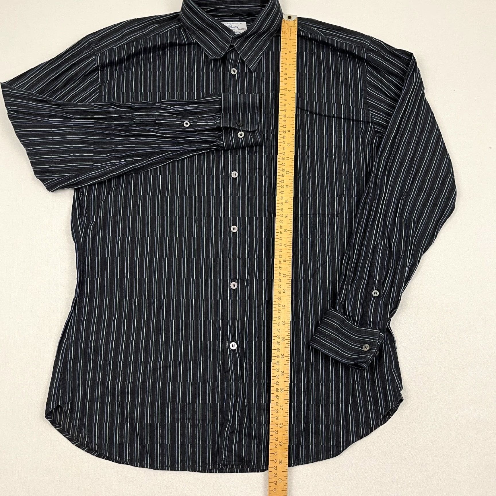 Brioni Brioni For Neiman Marcus Shirt Mens L Multi Black Striped Dress Button Up Italy Size 42R - 5 Thumbnail
