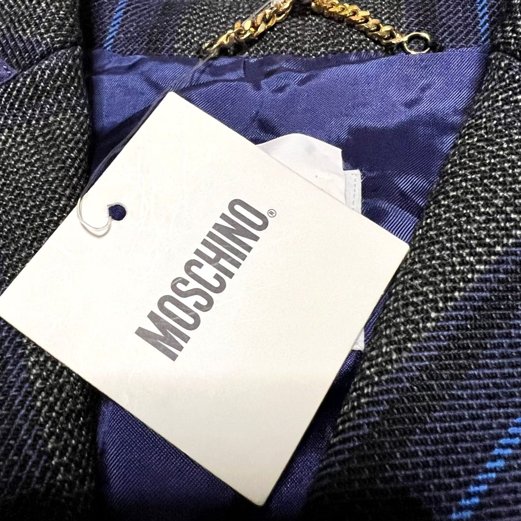 Moschino Moschino Plaid Blazer Womens 10 Jacket Cropped Snap Wool Punk Blue US 42 Italy Wool Blazer Womens Size L / US 10 / IT 46 - 2 Thumbnail