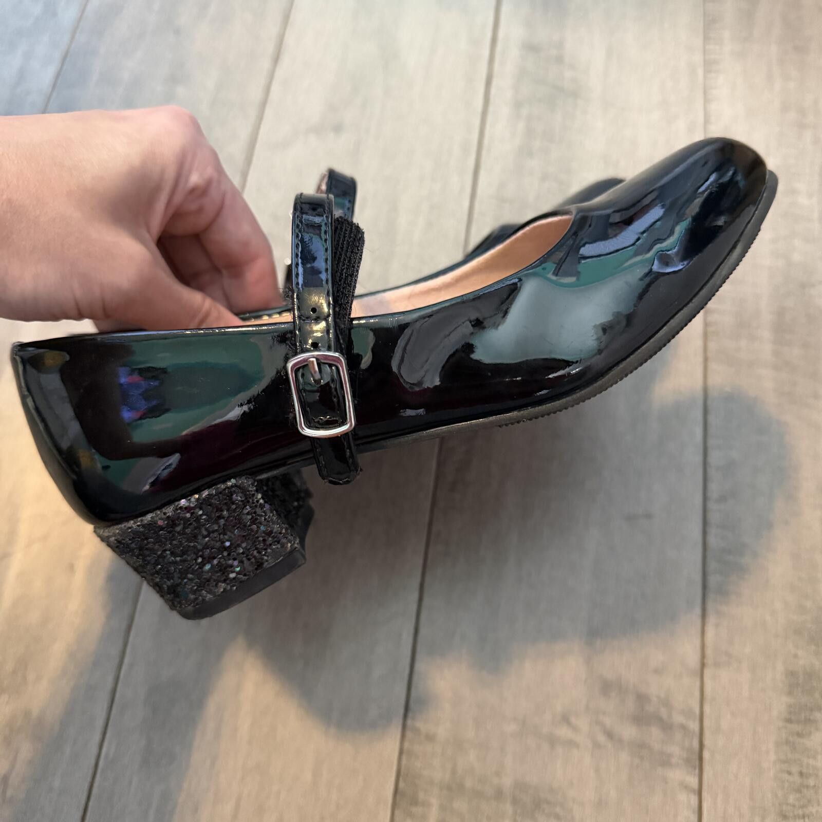 Anti Social Social Club Girls' Black Patent Dress Shoes Glitter Block Heel Size 2 Size US 4 / IT 34 - 8 Thumbnail