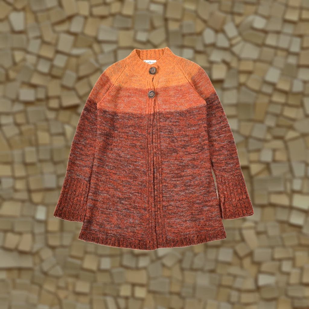Vintage Harley of Scotland Merino Wool Blend Cardigan Sweater 331091 Size S Orange Women Wool Blend Cardigan 90s Event Boys? Size S / US 4 / IT 40 - 1 Thumbnail