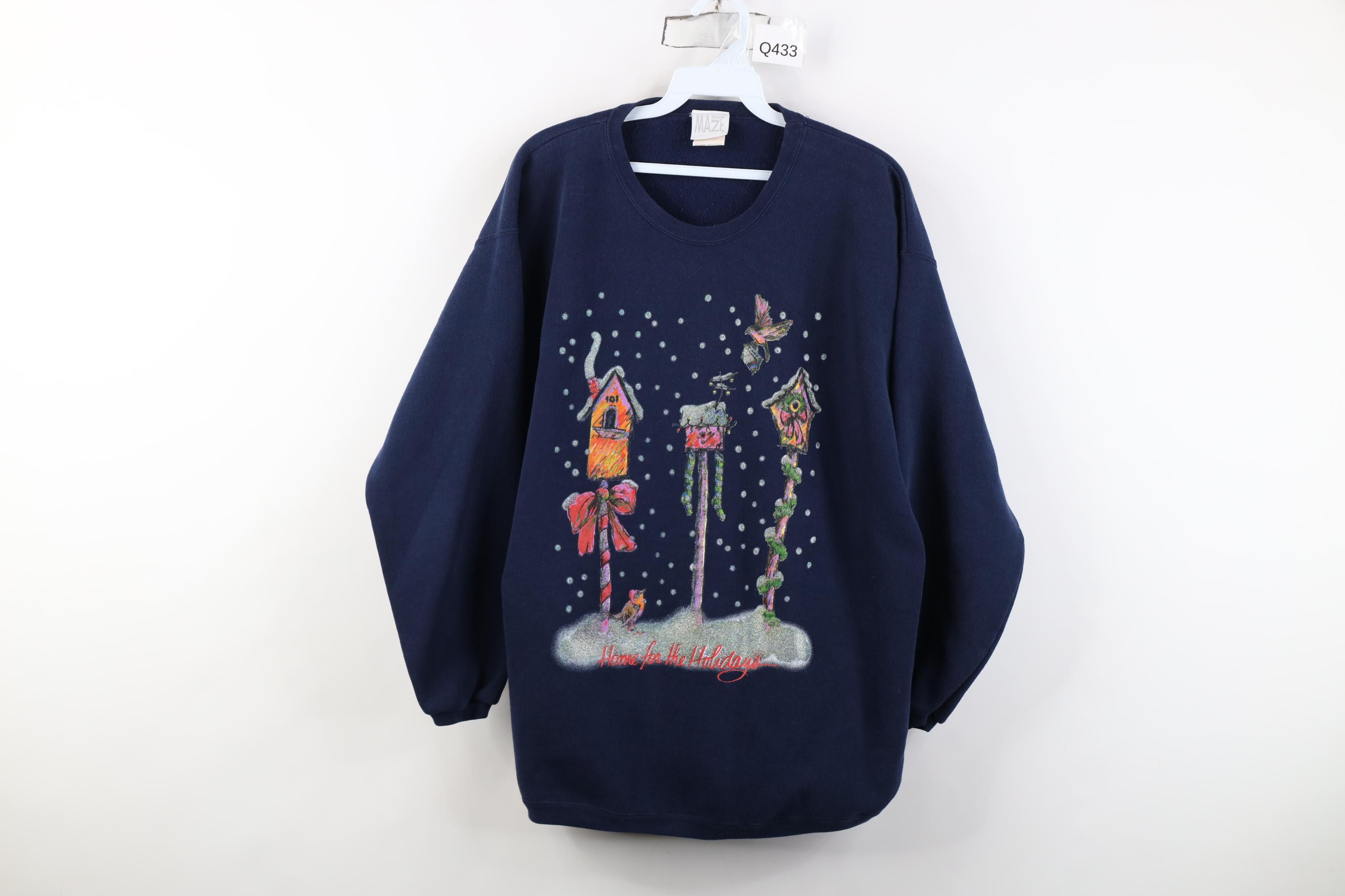 Vintage Vintage 90s Christmas Holidays Nature Bird Sweatshirt USA Size L / US 10 / IT 46 - 1 Thumbnail