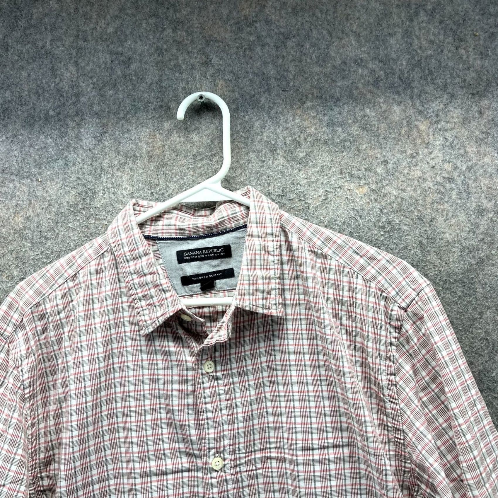 Banana Republic VINTAGE Banana Republic Shirt Mens Large White Red Button Down Plaid Slim Wash 078 Size US L / EU 52-54 / 3 - 5 Thumbnail