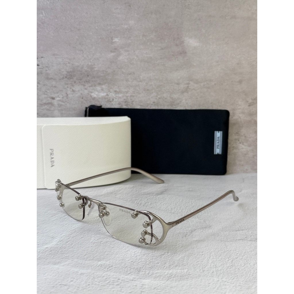 Prada NEW Prada PR C57S Sunglasses in Silver Clear Bluelight $815 Size ONE SIZE - 3 Thumbnail