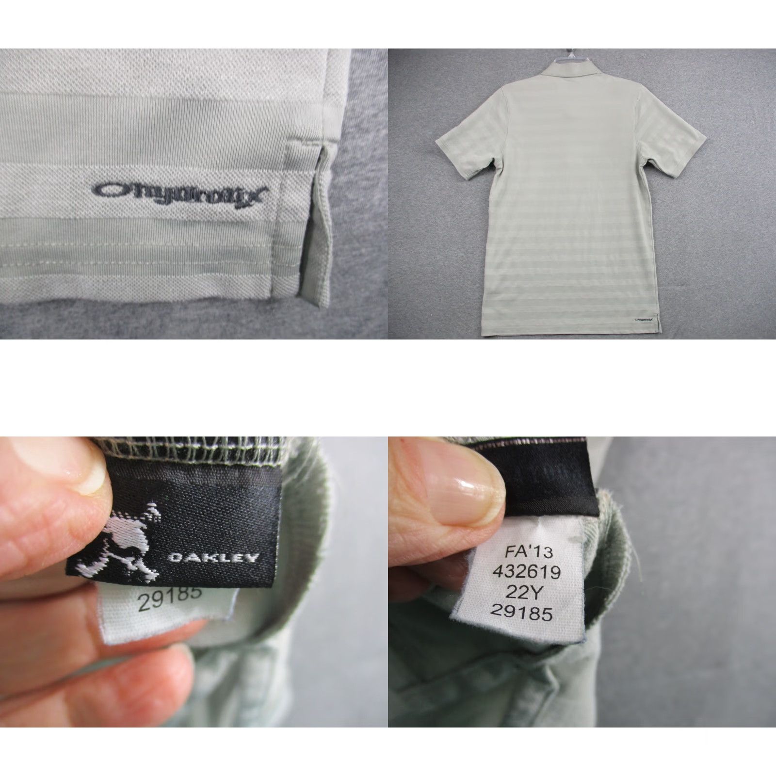 Oakley Oakley Polo Shirt Men S Gray Striped Hydrolix Golf Stretch Logo Shirt Size US S / EU 44-46 / 1 - 8 Thumbnail