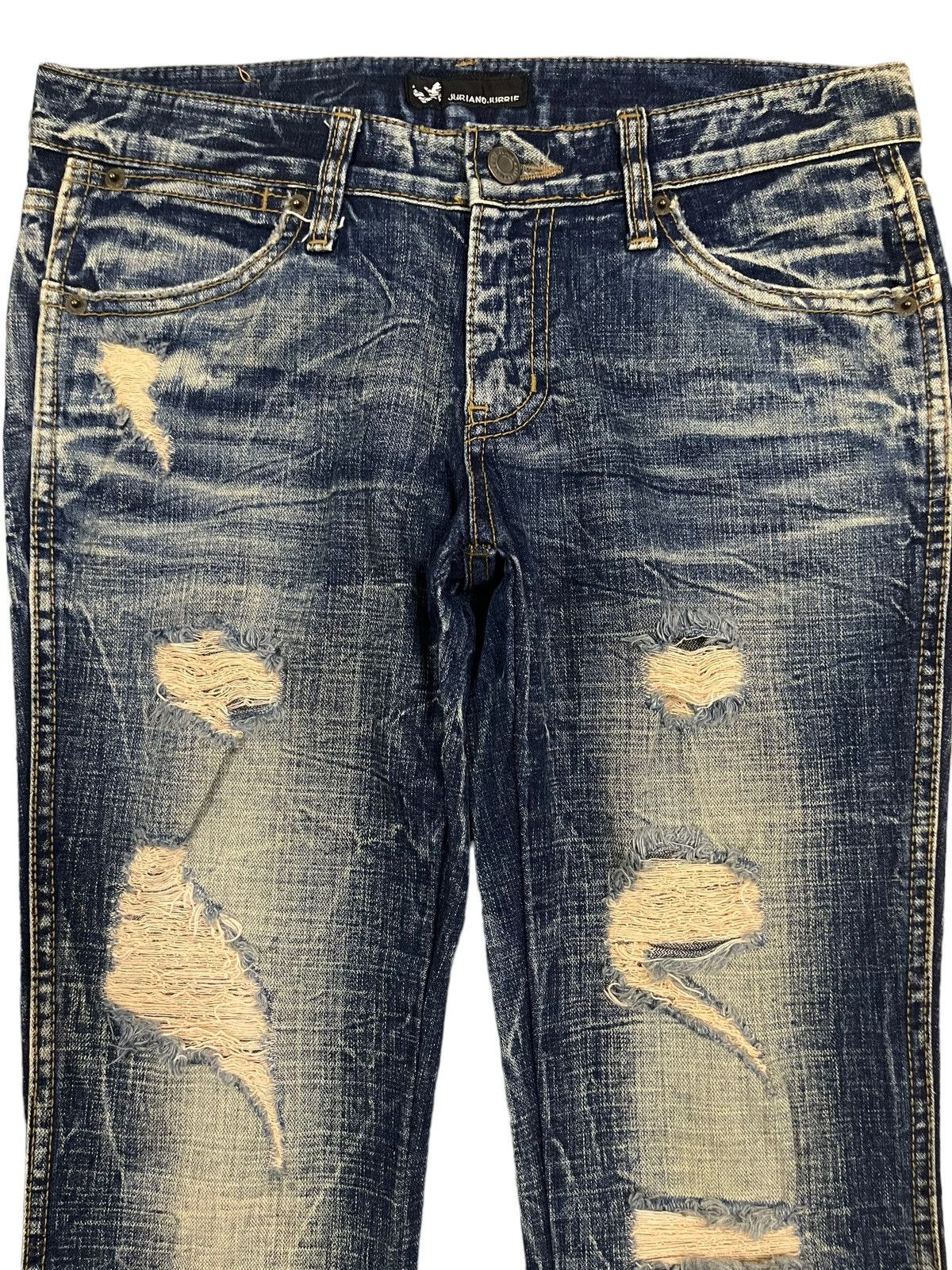 14th Addiction Vintage Japanese Brand Blue Wash Distressed Flare Jeans Size US 30 / EU 46 - 3 Thumbnail