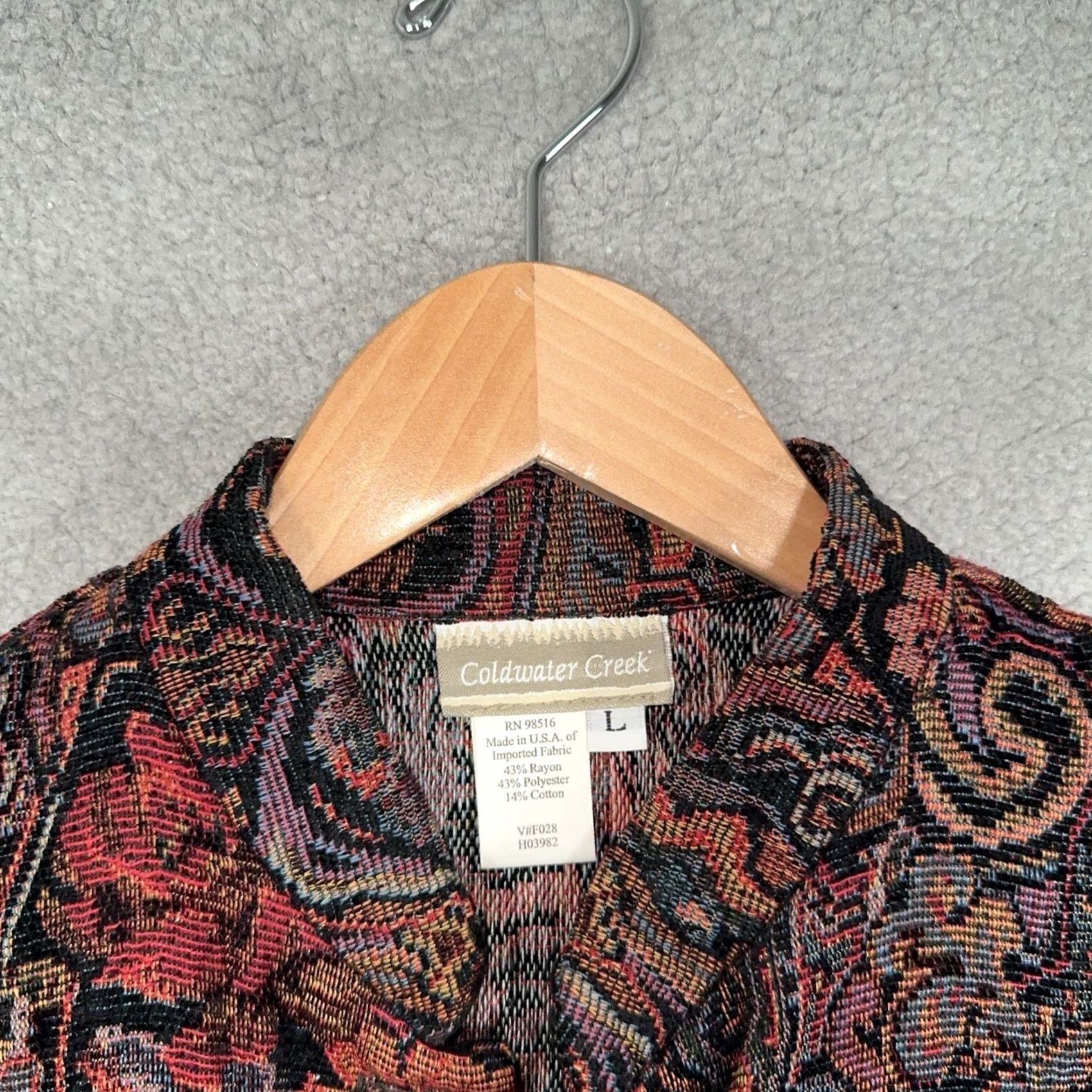 Coldwater Creek Coldwater Creek Jacket Womens Large Tapestry Jacquard Paisley Boho Statement PCS Multicolor Polyester Button Lining Viscose Casual Women's Jacket Size L / US 10 / IT 46 - 3 Thumbnail